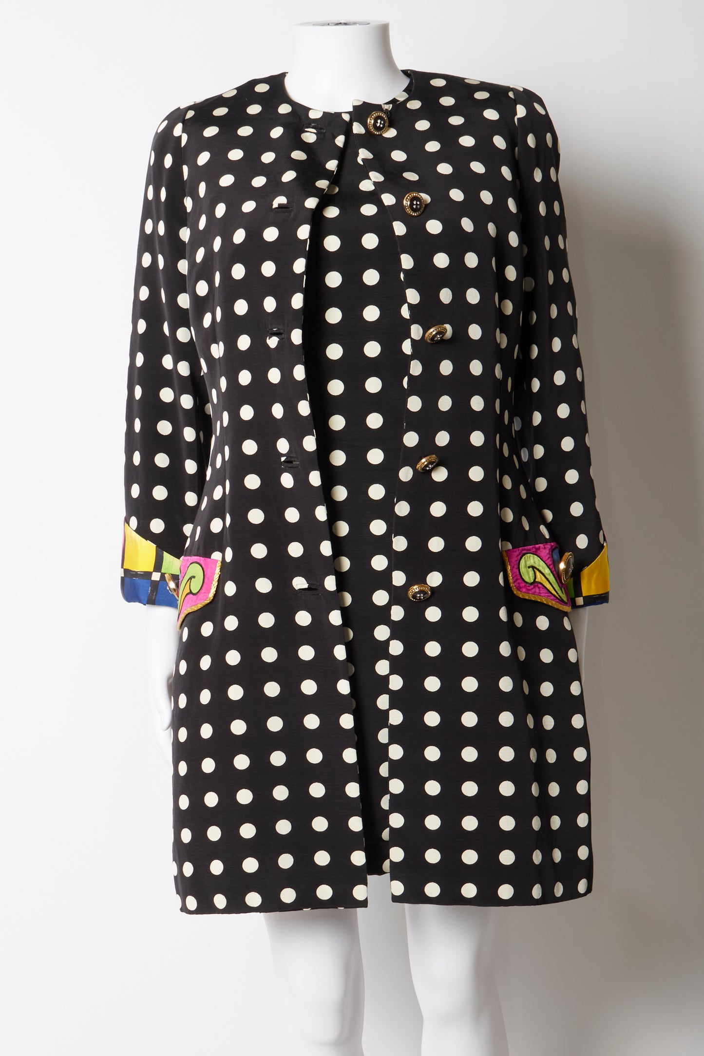 Gianni Versace Couture Spring 1991 Polka Dot Coat & Dress Set