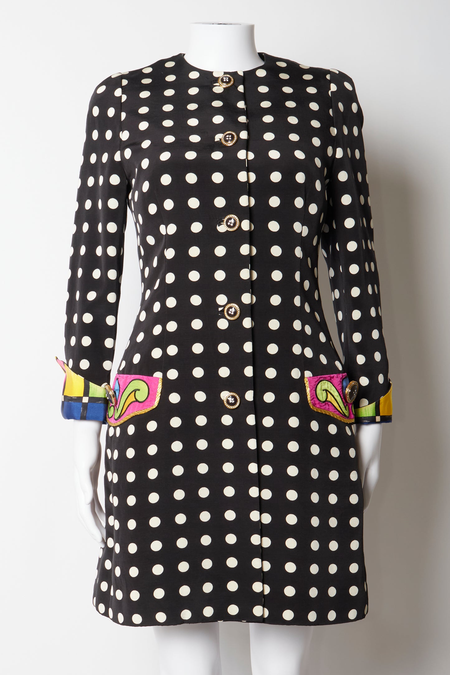 Gianni Versace Couture Spring 1991 Polka Dot Coat & Dress Set
