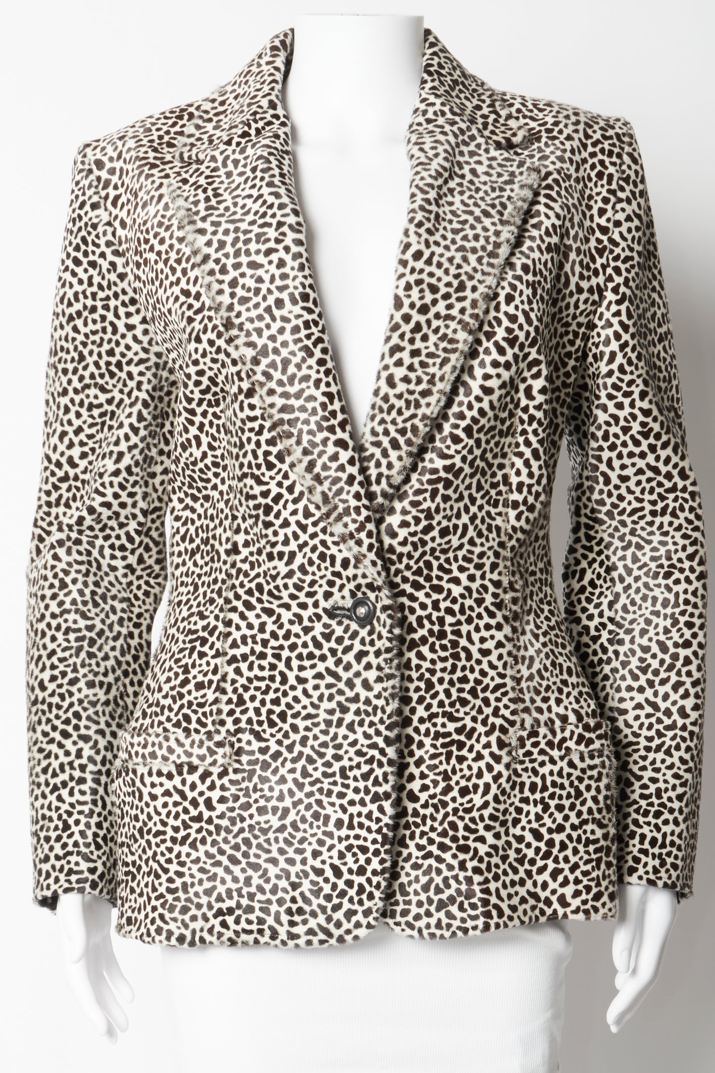 Gianni Versace 90s Leather Pony Hair Animal Print Jacket