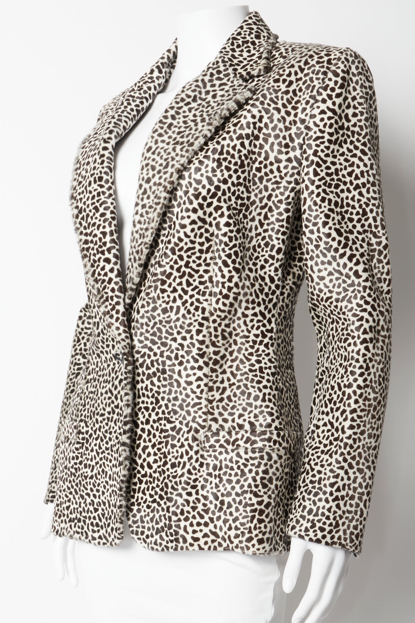 Gianni Versace 90s Leather Pony Hair Animal Print Jacket