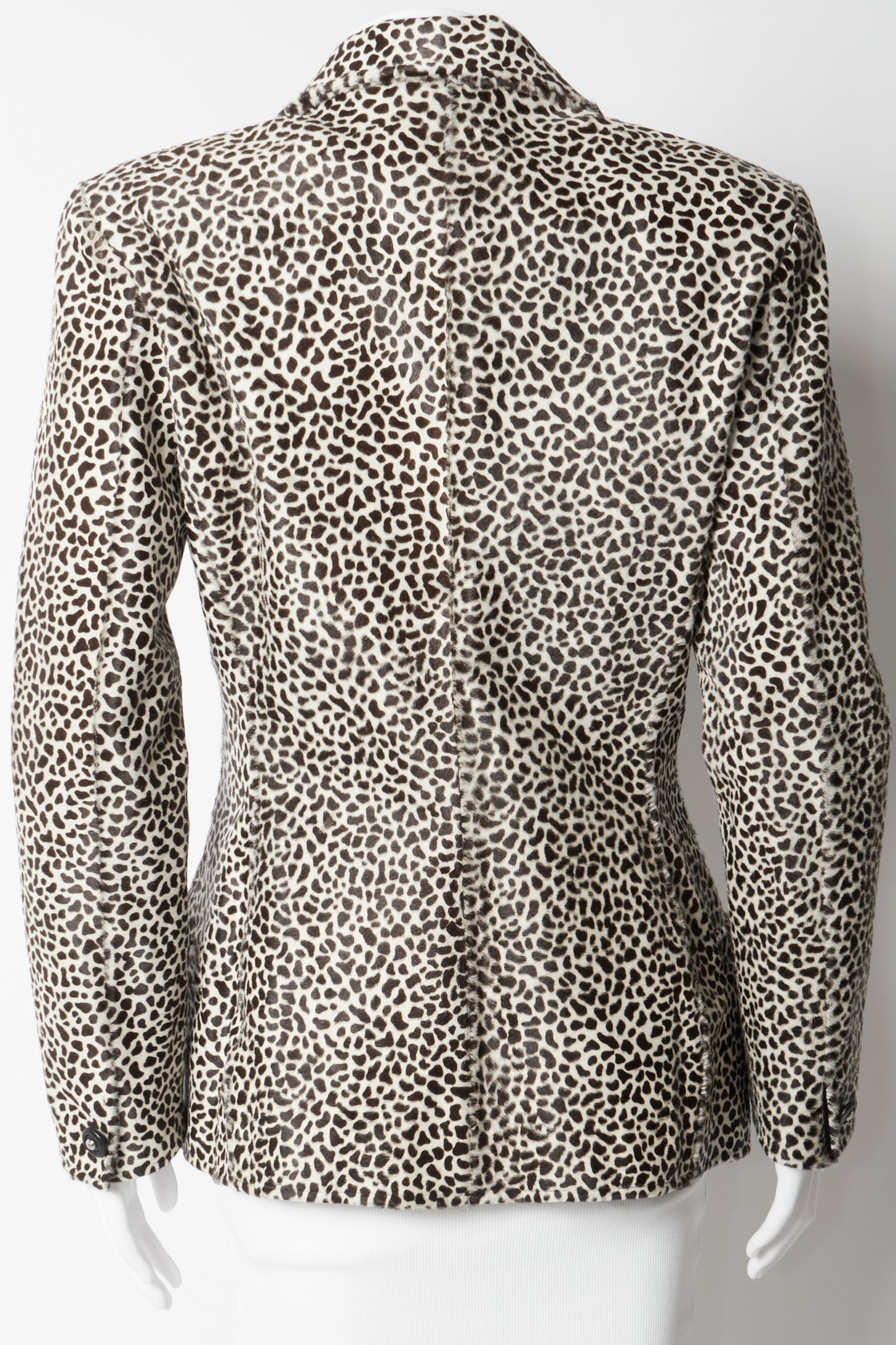Gianni Versace 90s Leather Pony Hair Animal Print Jacket