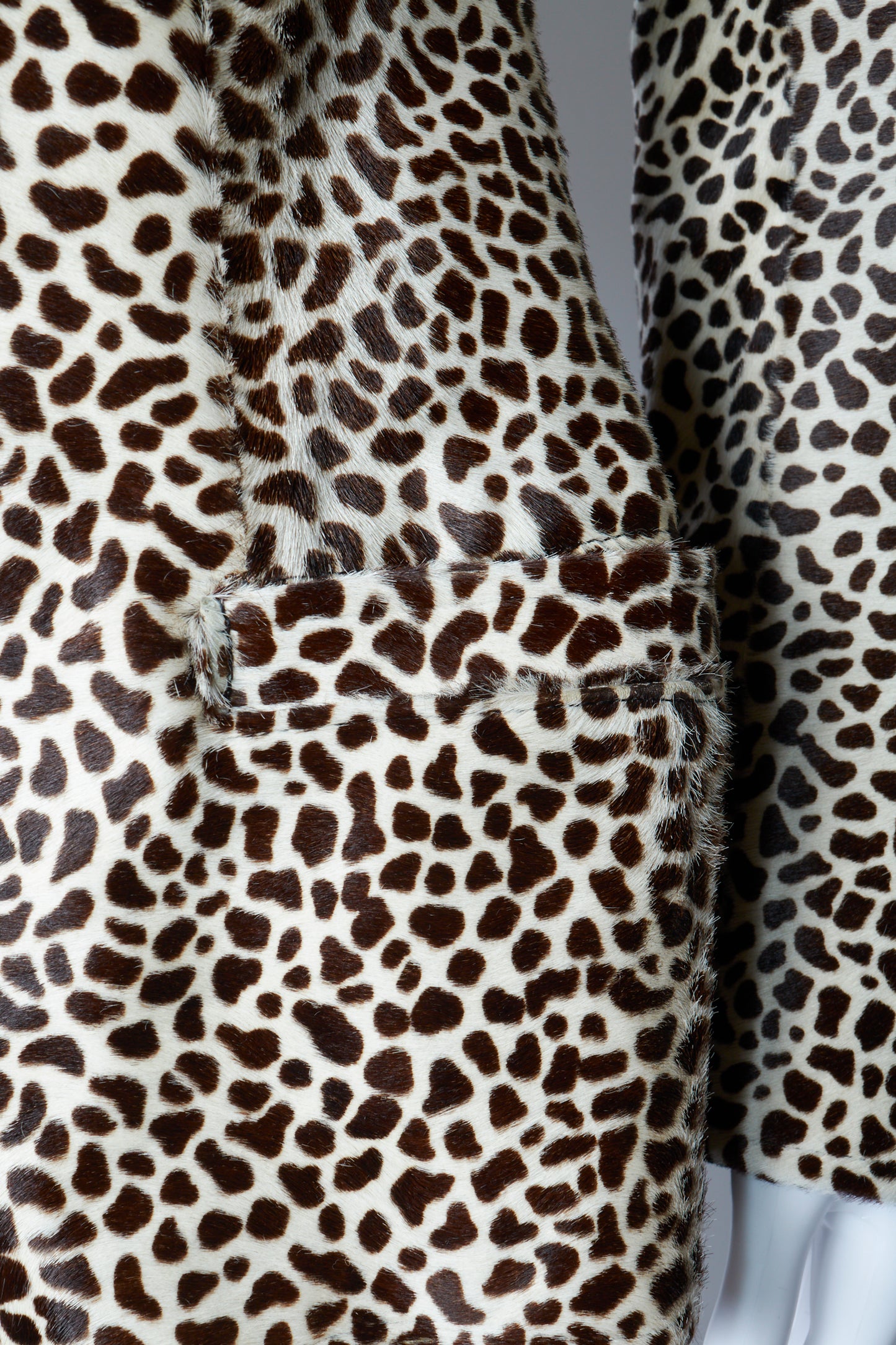 Gianni Versace 90s Leather Pony Hair Animal Print Jacket