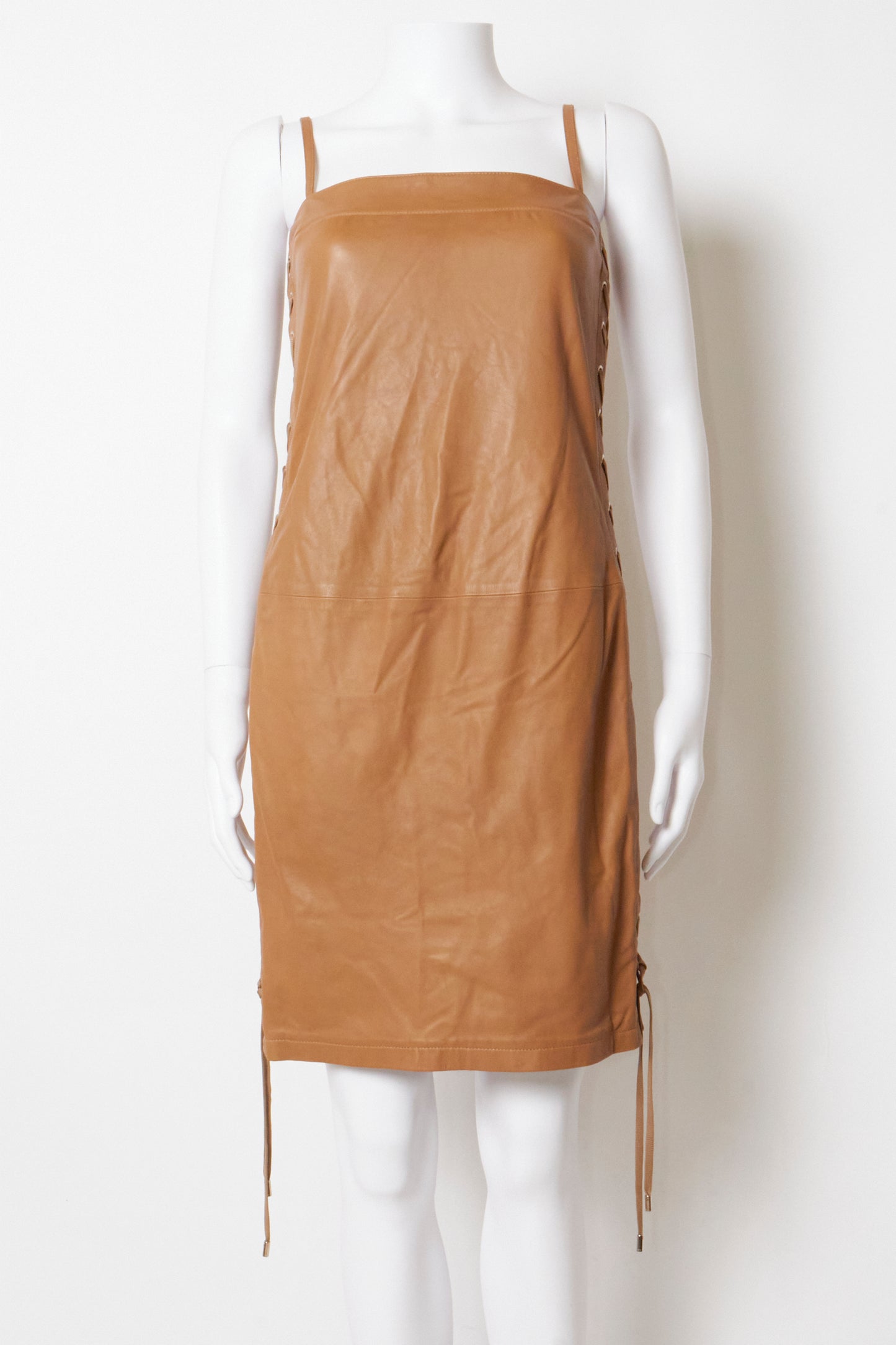 Gucci 2011 Tan Leather Lace Up Dress