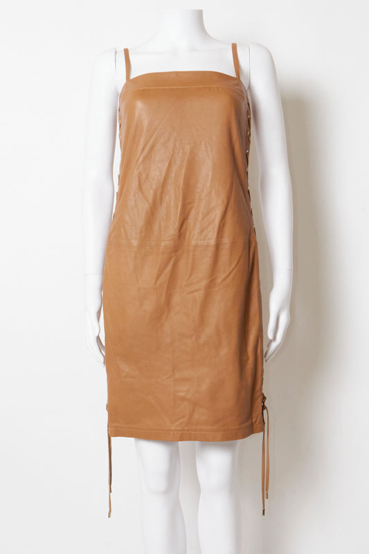Gucci 2011 Tan Leather Lace Up Dress