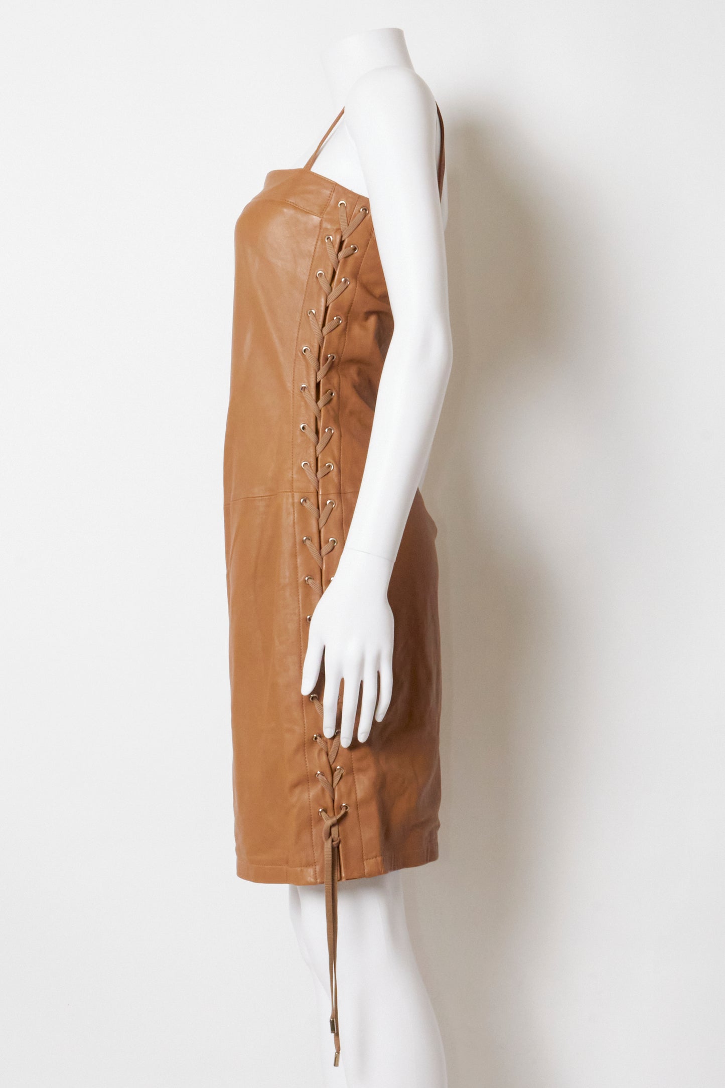 Gucci 2011 Tan Leather Lace Up Dress