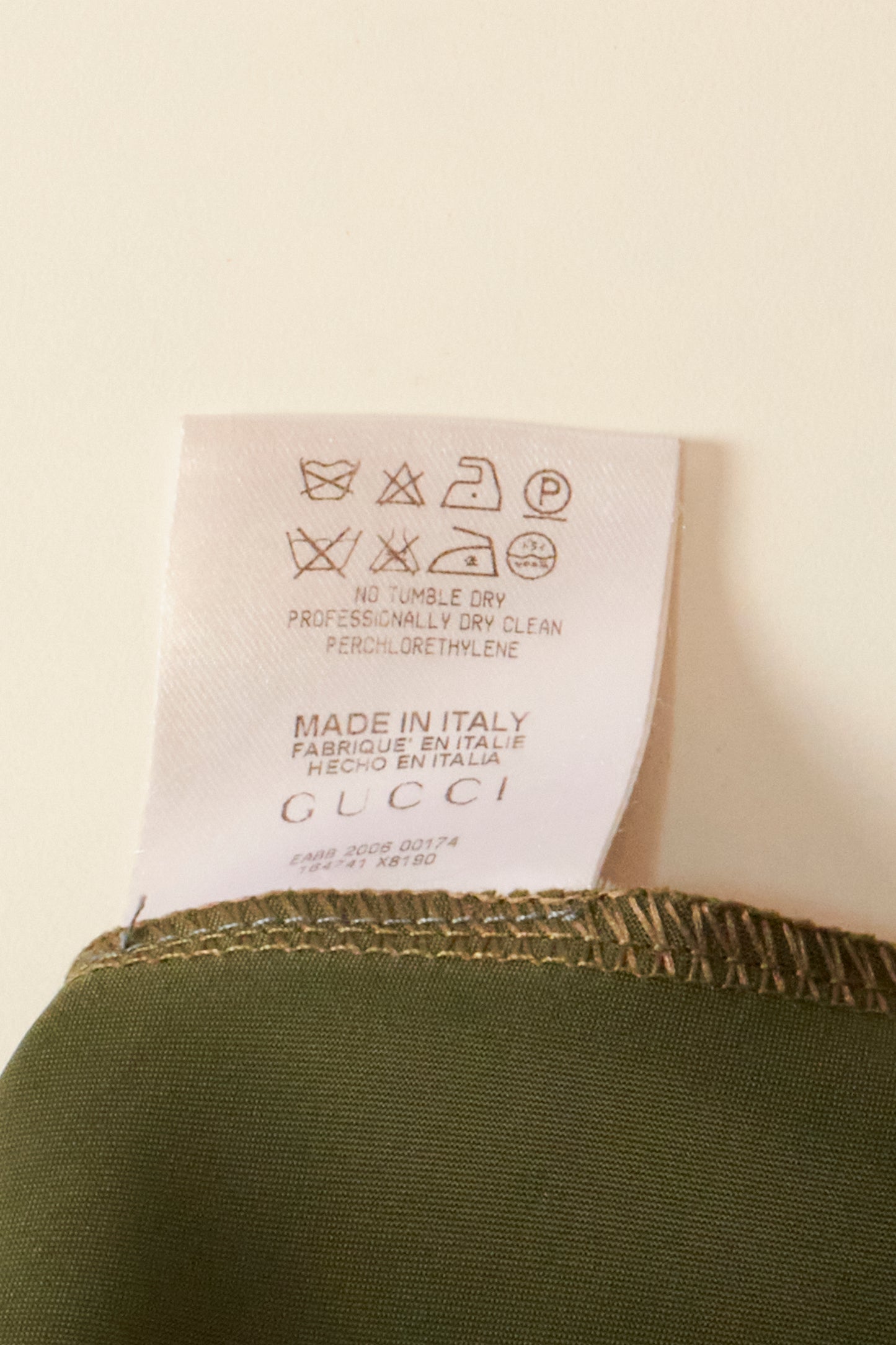 Gucci by Frida Giannini 2006 Green Satin Dress + Silver Necklace