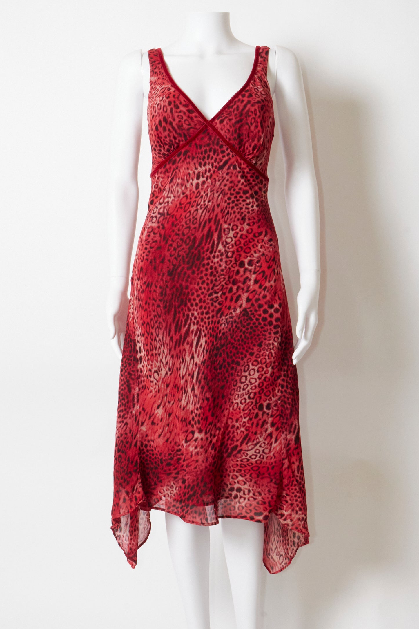 Betsey Johnson 90s Red Leopard Midi Dress
