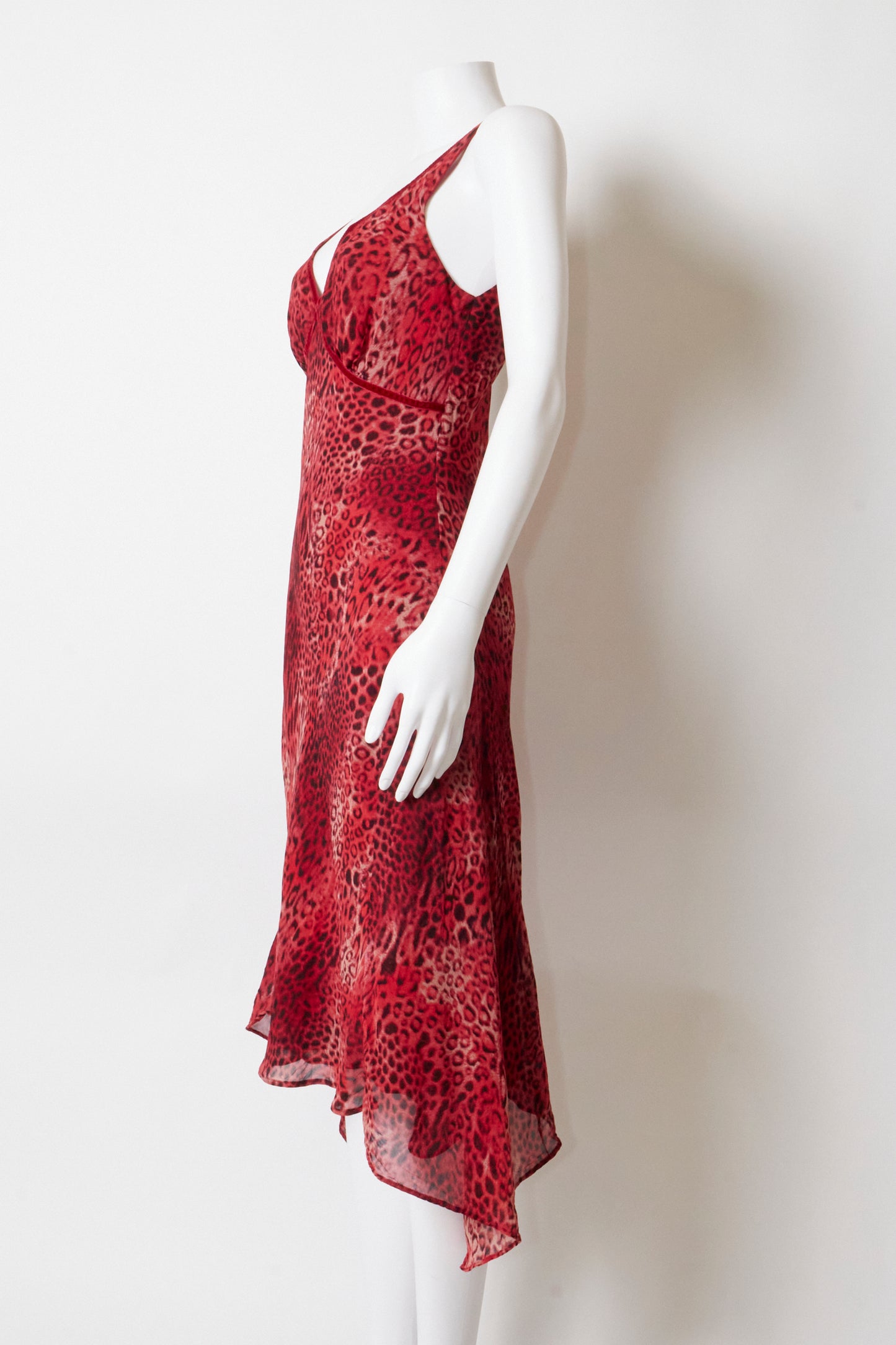 Betsey Johnson 90s Red Leopard Midi Dress