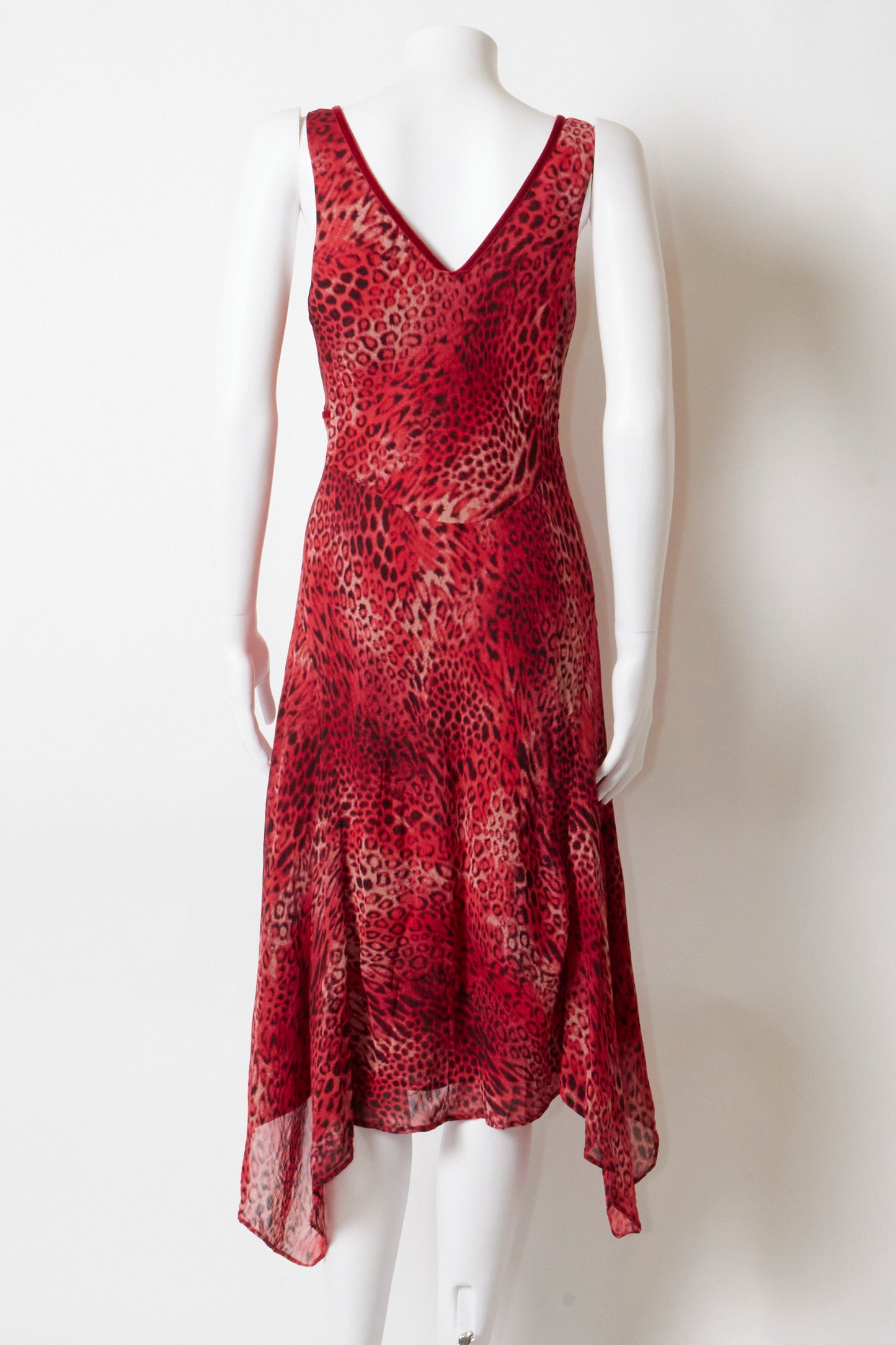 Betsey Johnson 90s Red Leopard Midi Dress