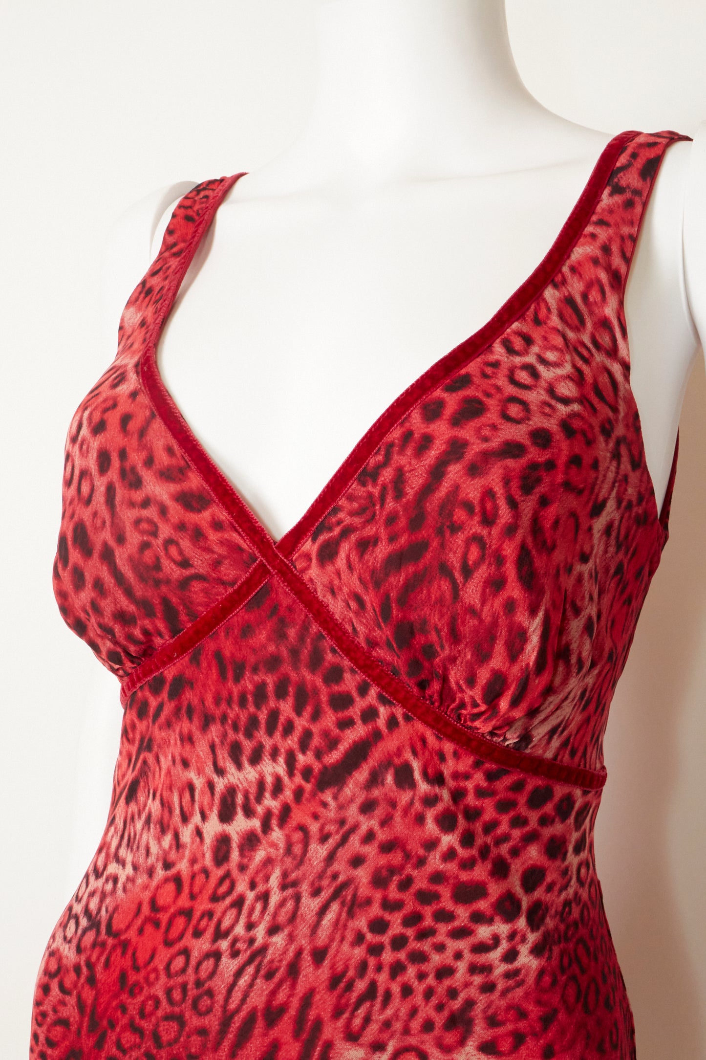 Betsey Johnson 90s Red Leopard Midi Dress