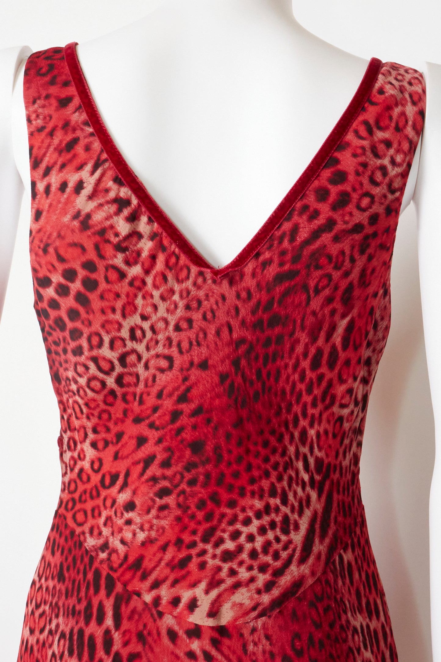 Betsey Johnson 90s Red Leopard Midi Dress