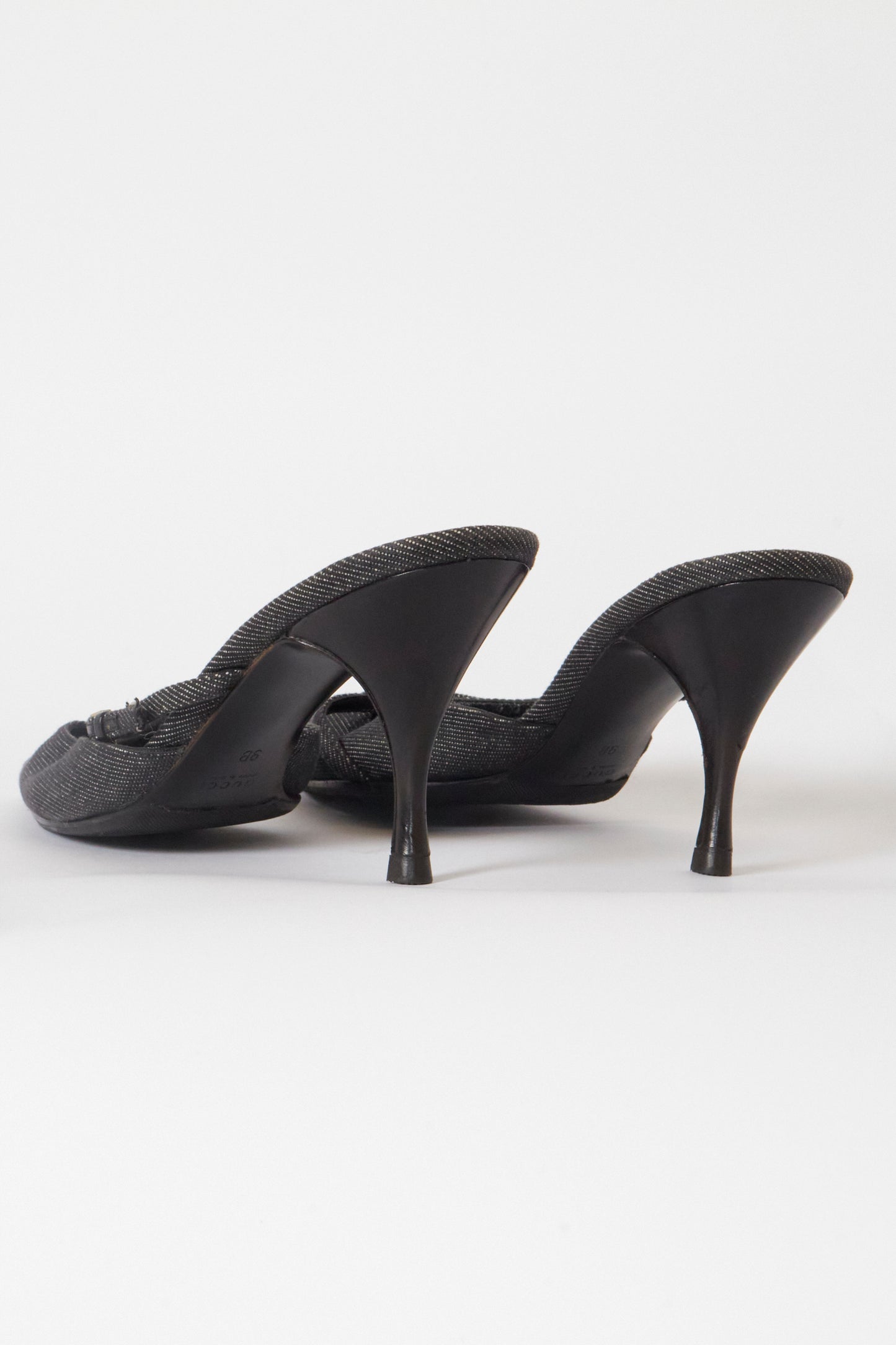 Gucci Tom Ford 90s Black Pointed Gold Charm Heels