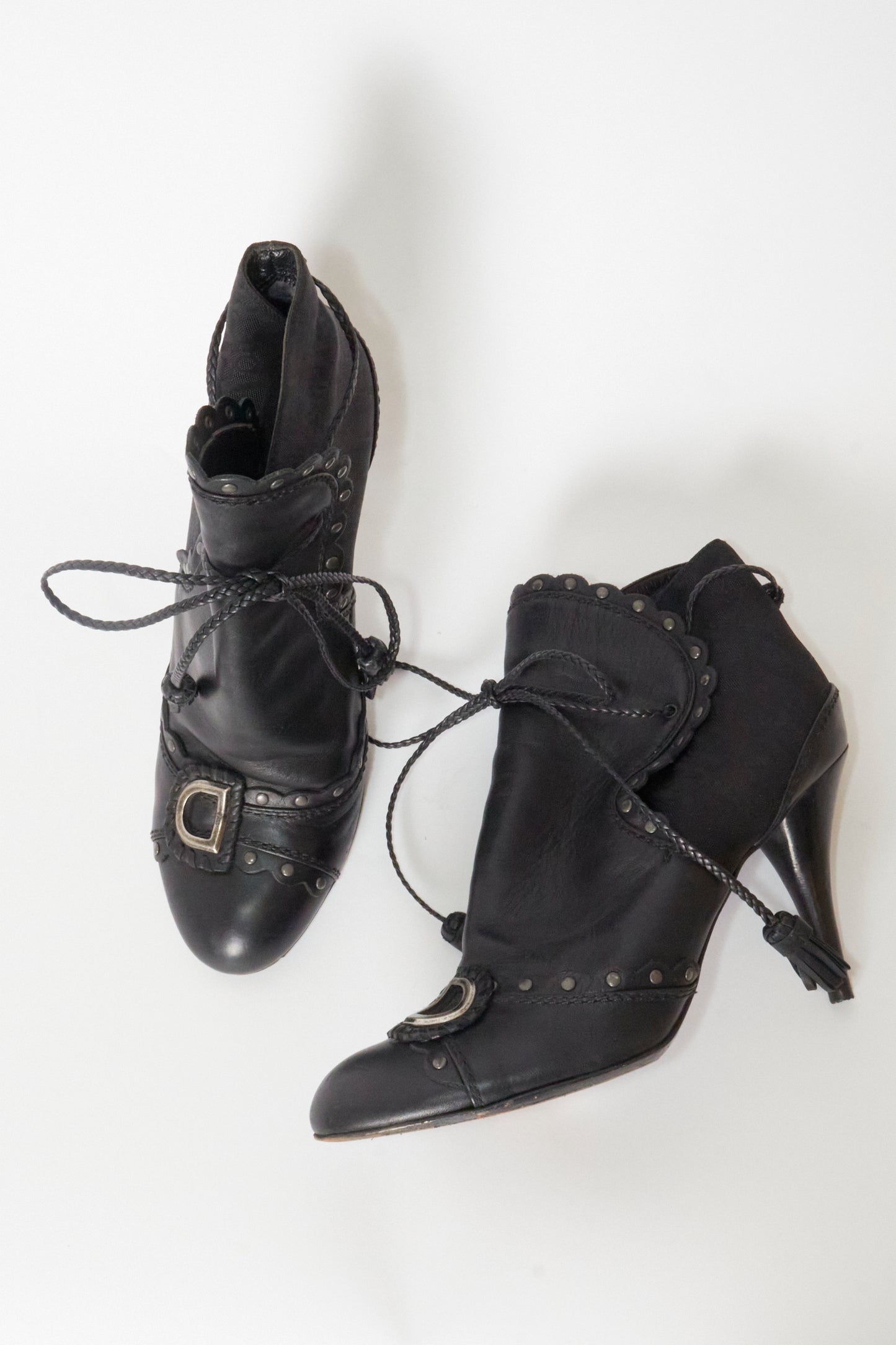Christian Dior 2000s Black Leather Monogram Ankle Boots