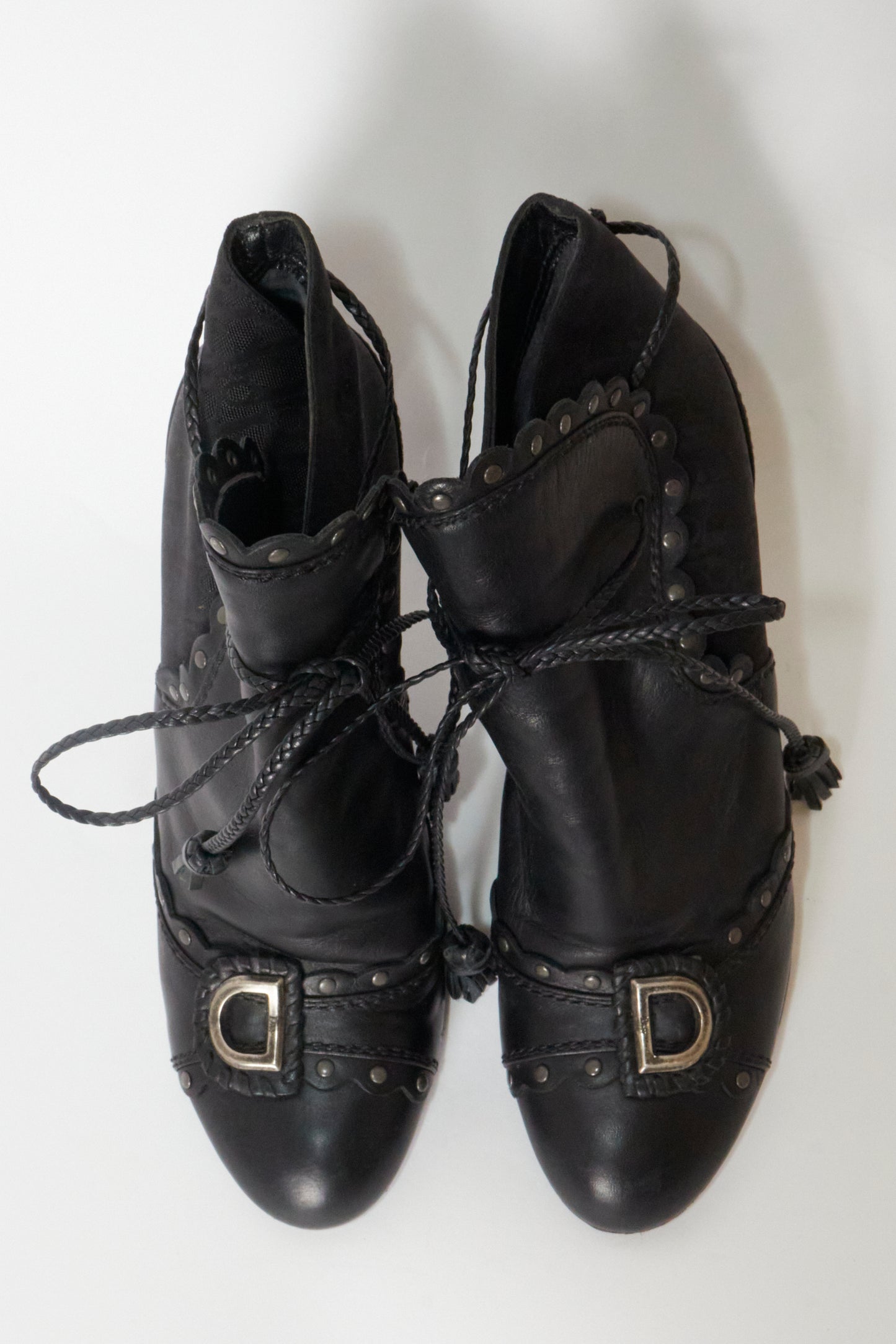 Christian Dior 2000s Black Leather Monogram Ankle Boots