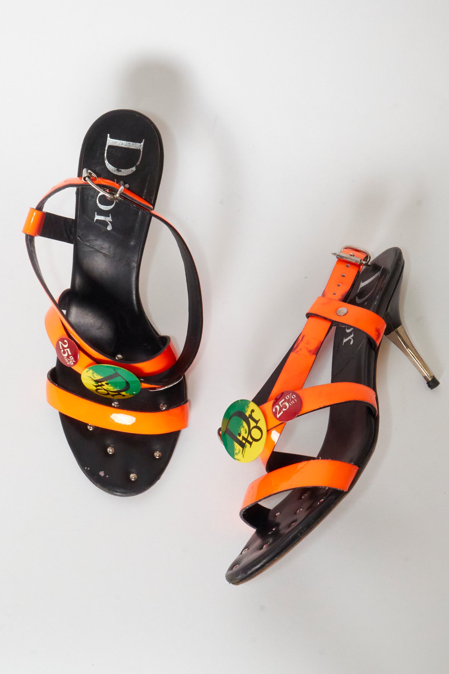 Christian Dior 2004 Victim Sale Pins Orange Heels