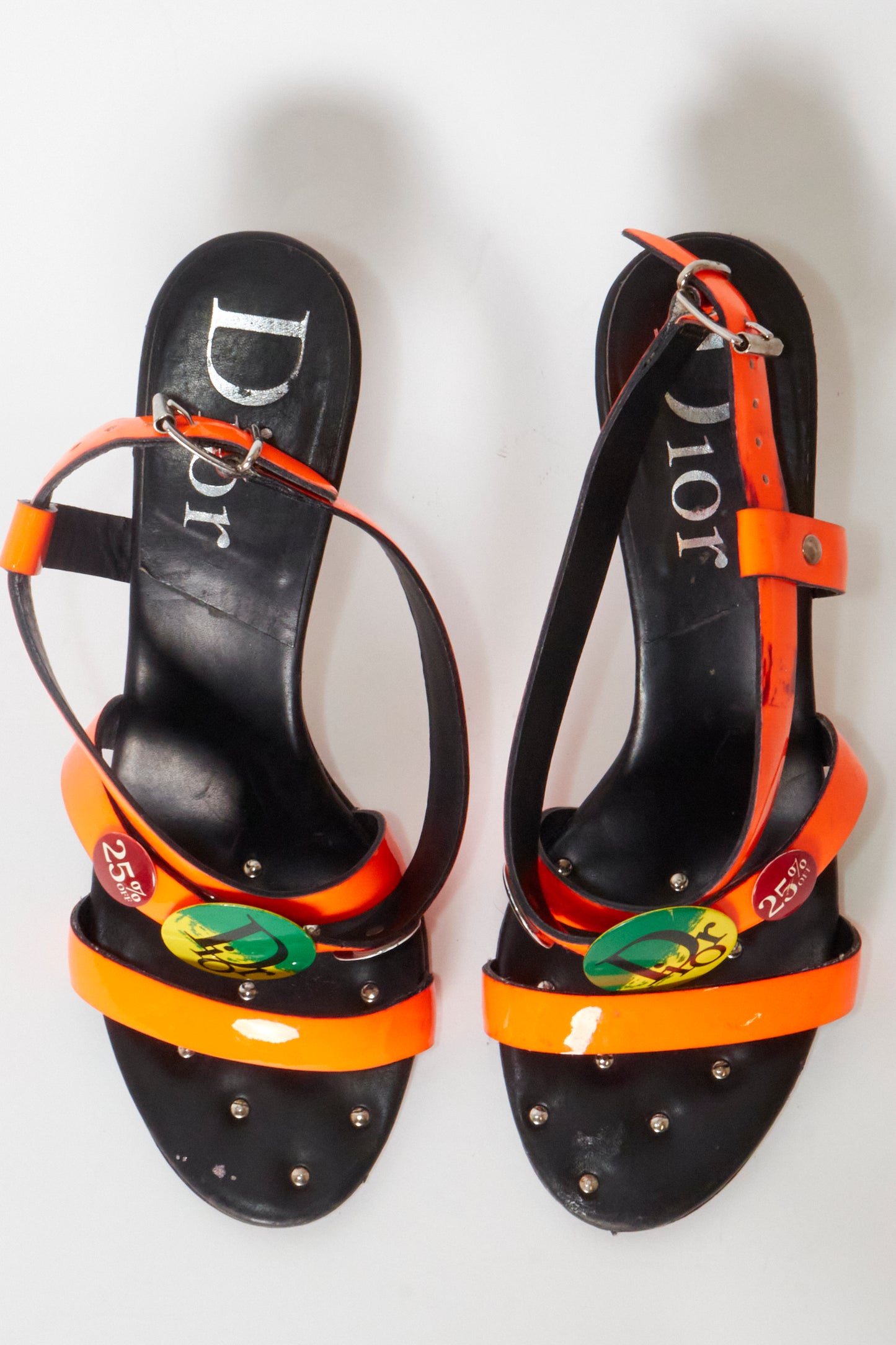 Christian Dior 2004 Victim Sale Pins Orange Heels