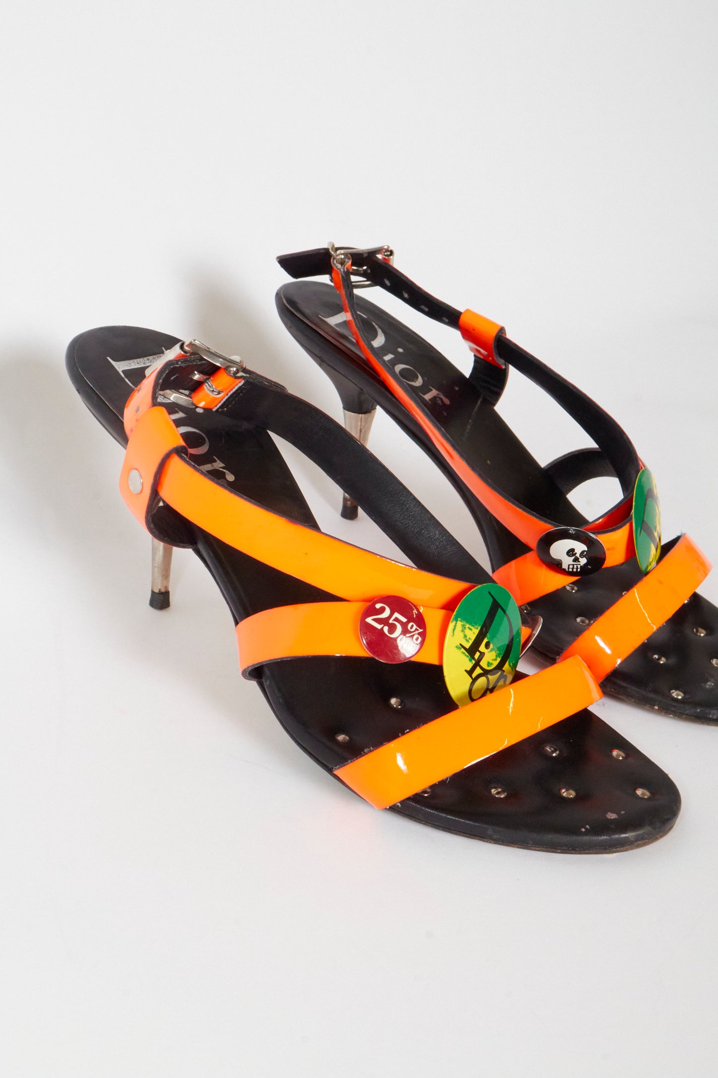 Christian Dior 2004 Victim Sale Pins Orange Heels