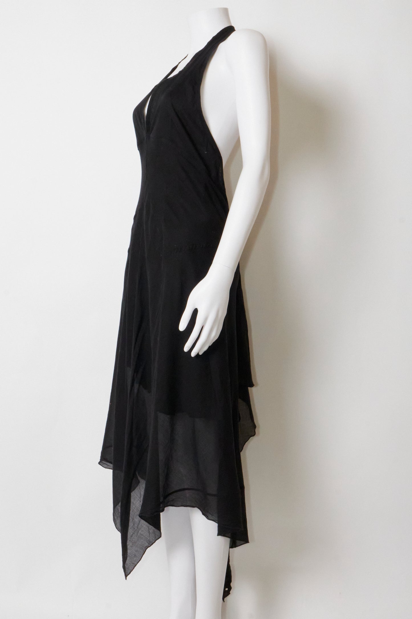 Prada 90s Black Halter Backless Midi Dress