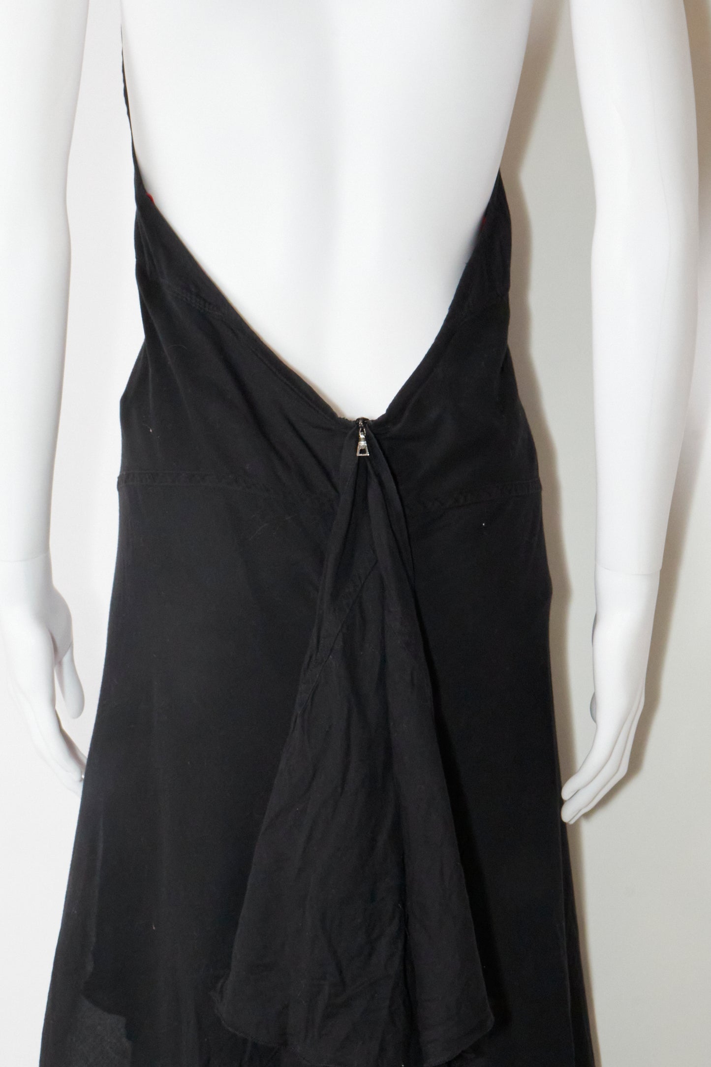 Prada 90s Black Halter Backless Midi Dress