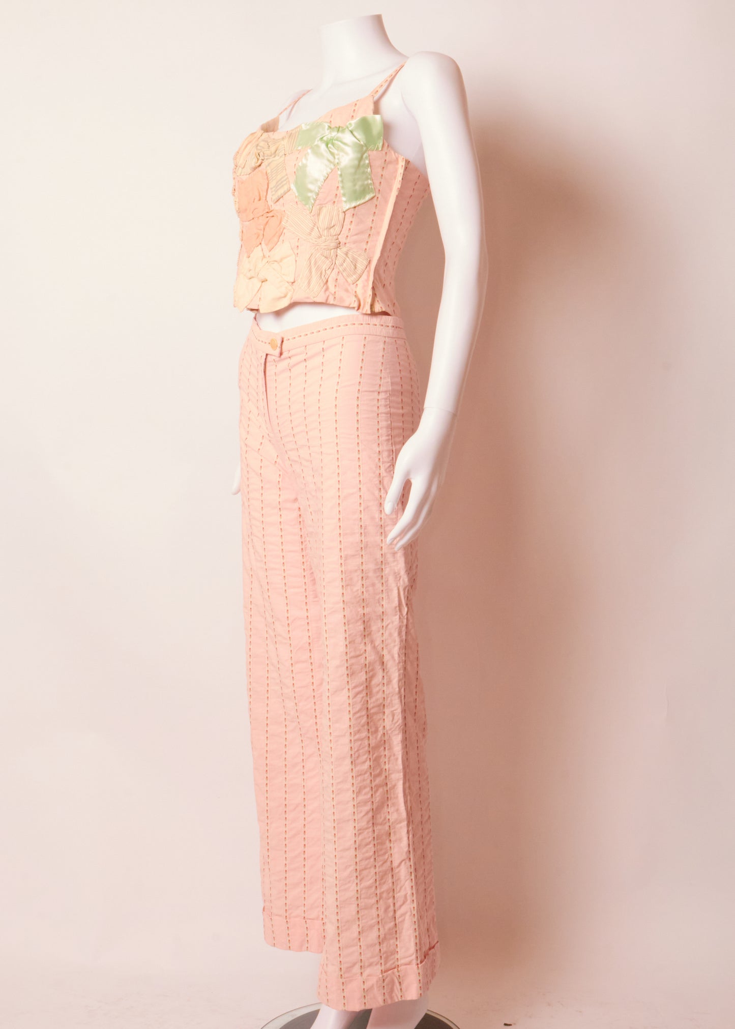 Moschino Cheap & Chic Pink Bow Corset & Trousers Set