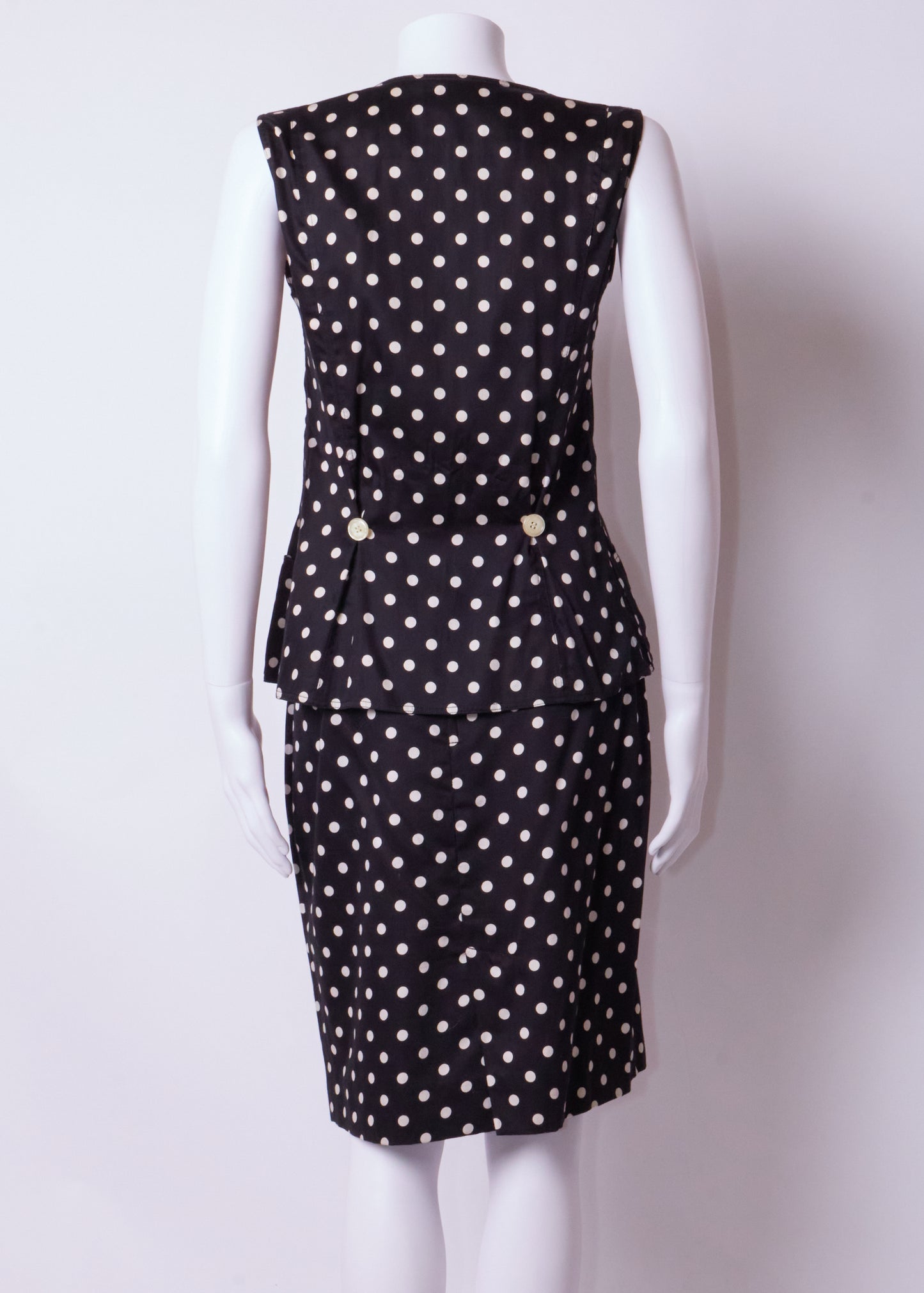 Fendi 90s Black Polka Dot Top & Skirt Set