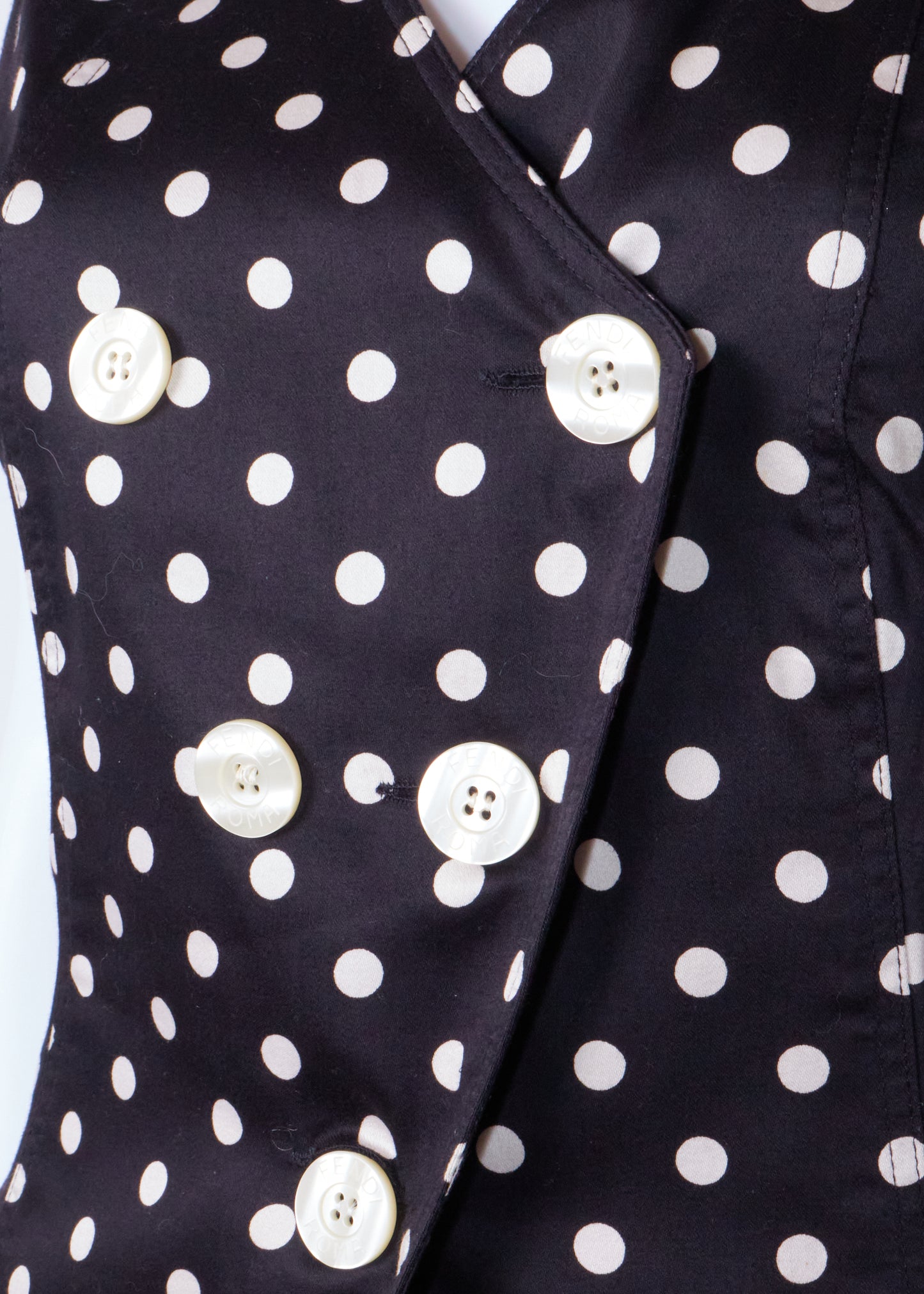 Fendi 90s Black Polka Dot Top & Skirt Set