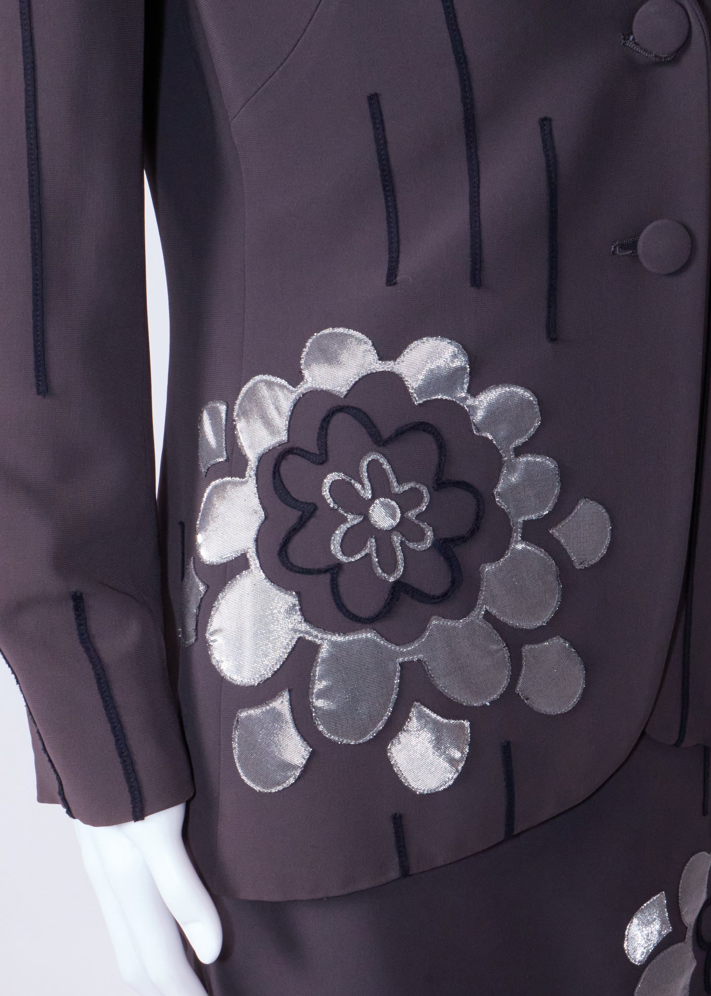 Moschino Cheap & Chic Grey Floral Blazer & Skirt Set