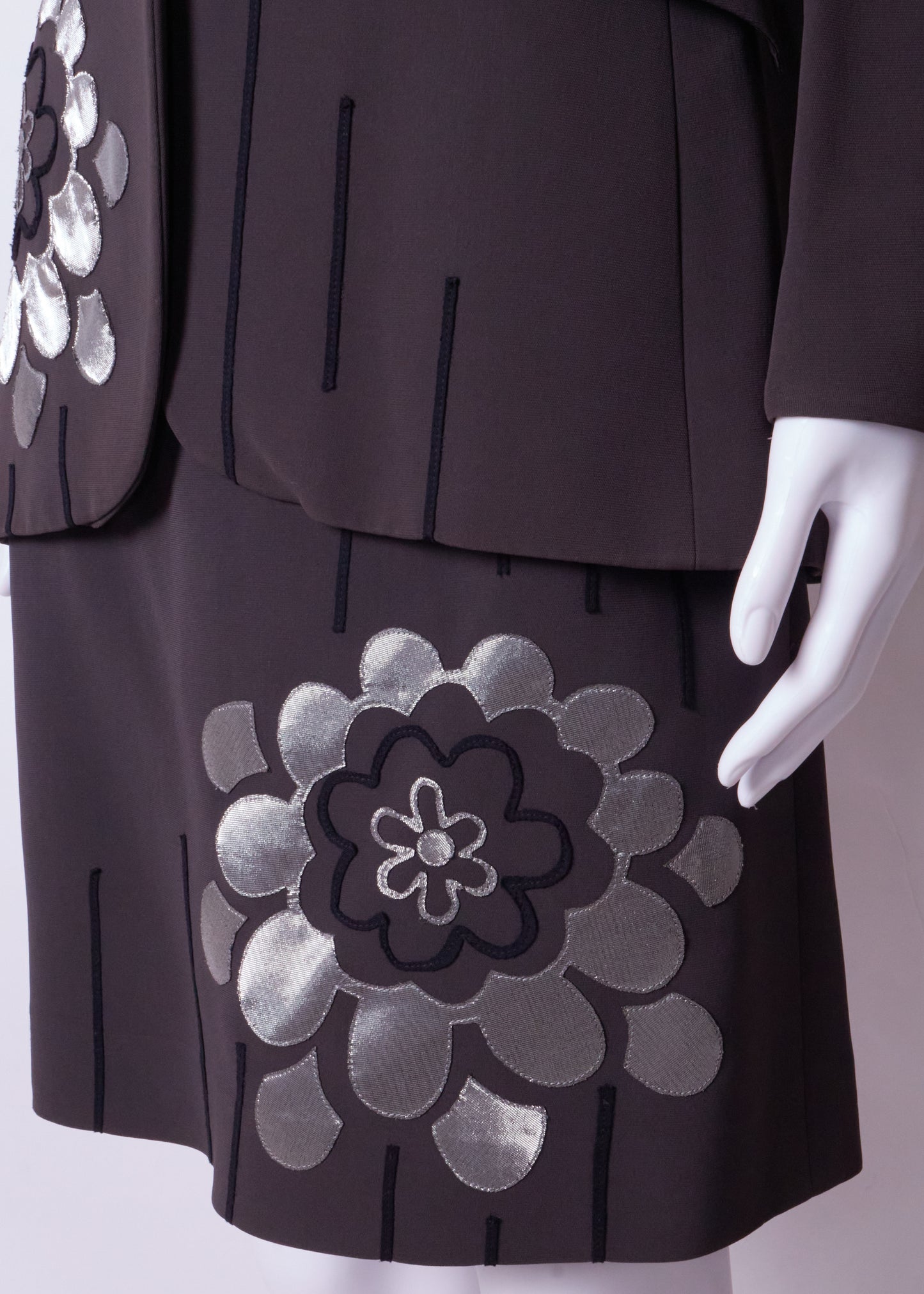 Moschino Cheap & Chic Grey Floral Blazer & Skirt Set