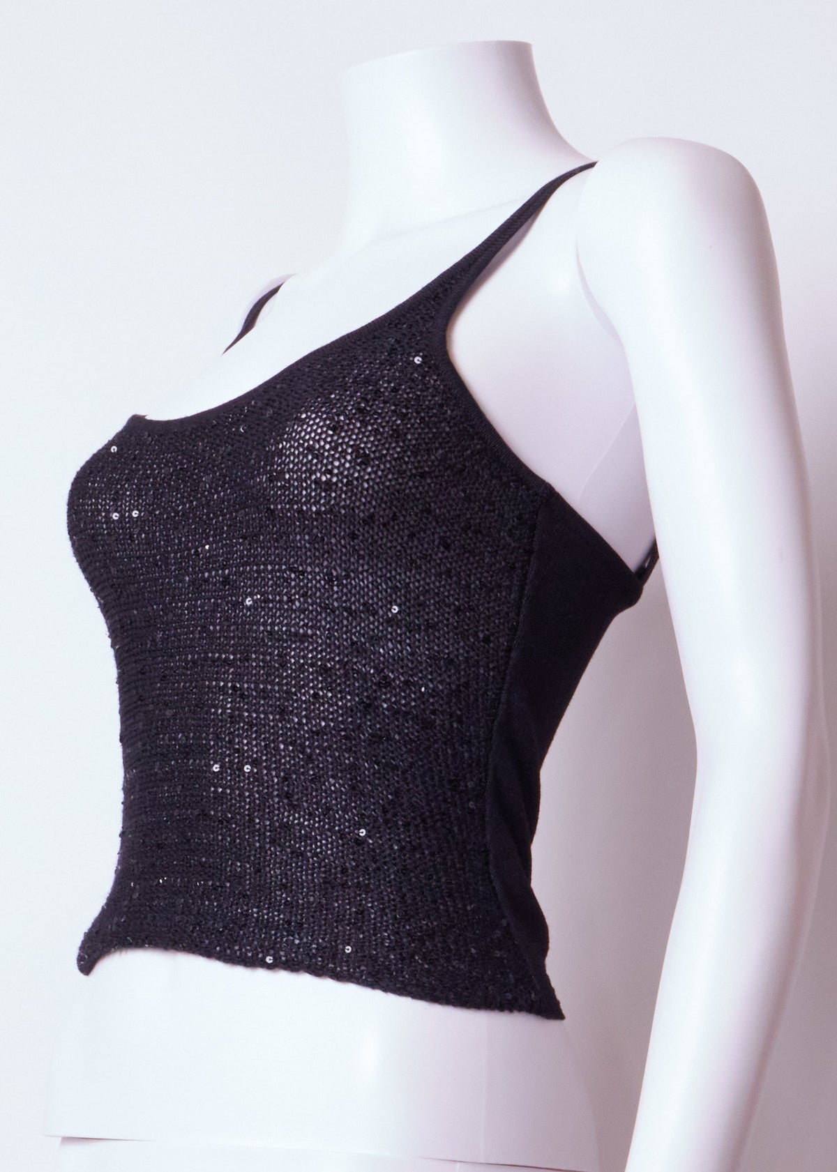 Gianni Versace 90s Black Knit Sequin Cardigan & Top Set