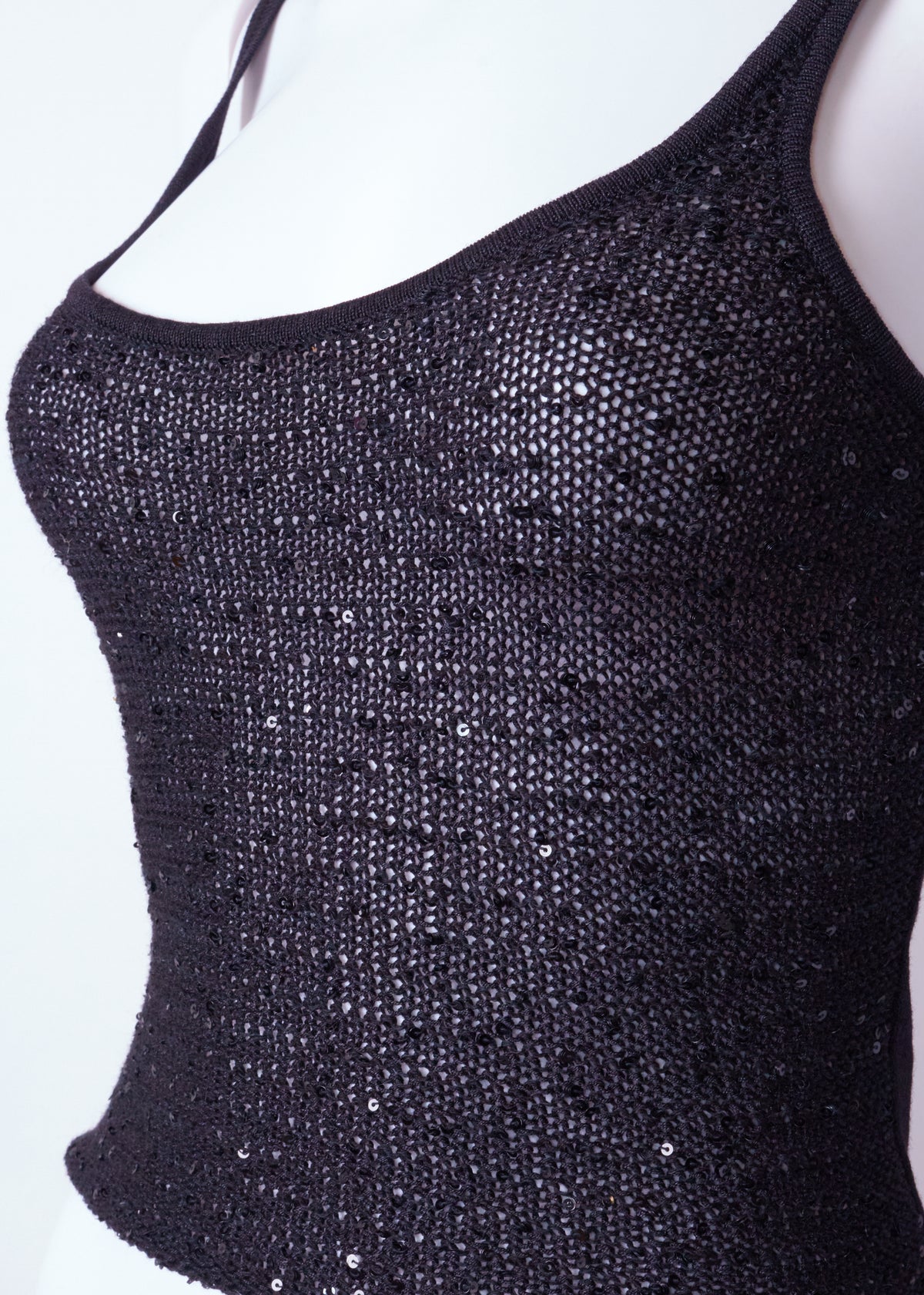 Gianni Versace 90s Black Knit Sequin Cardigan & Top Set