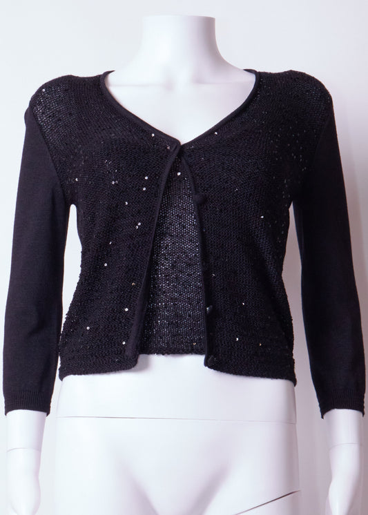 Gianni Versace 90s Black Knit Sequin Cardigan & Top Set