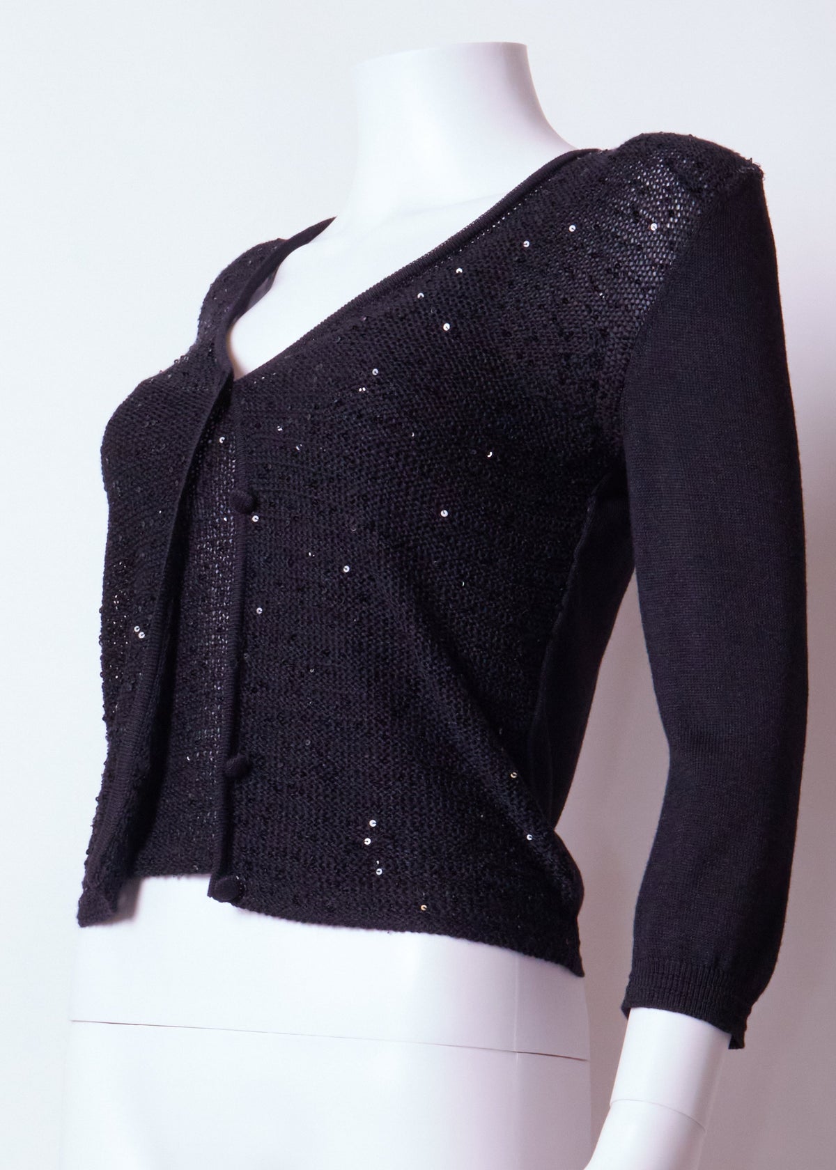 Gianni Versace 90s Black Knit Sequin Cardigan & Top Set