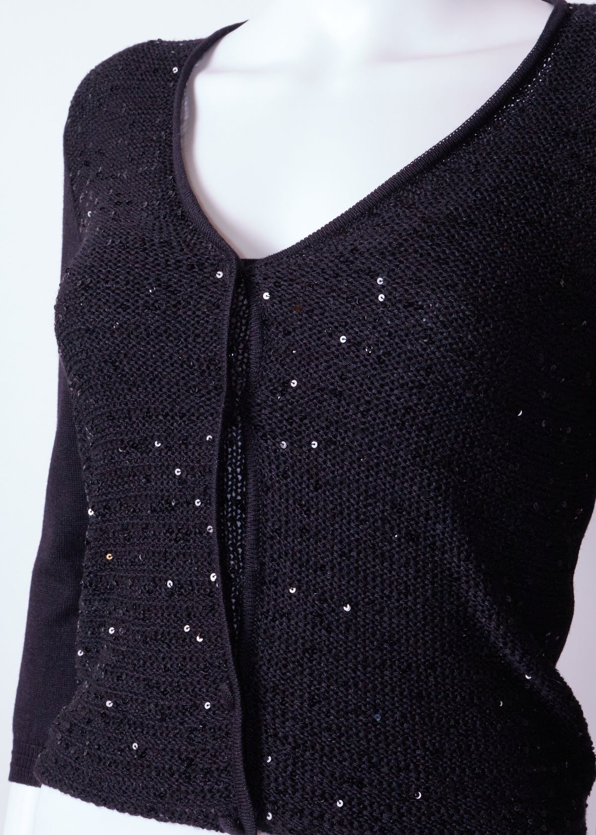 Gianni Versace 90s Black Knit Sequin Cardigan & Top Set