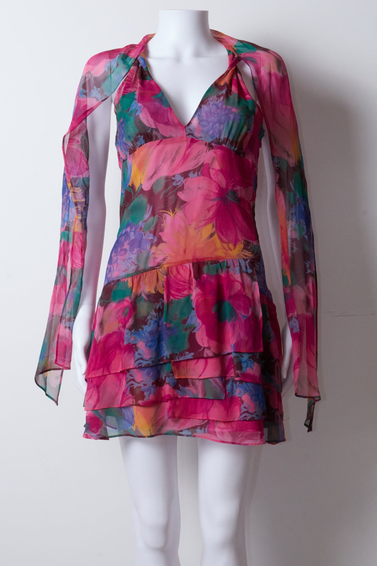 Dolce & Gabbana D&G Pink Floral Halterneck Mini Dress