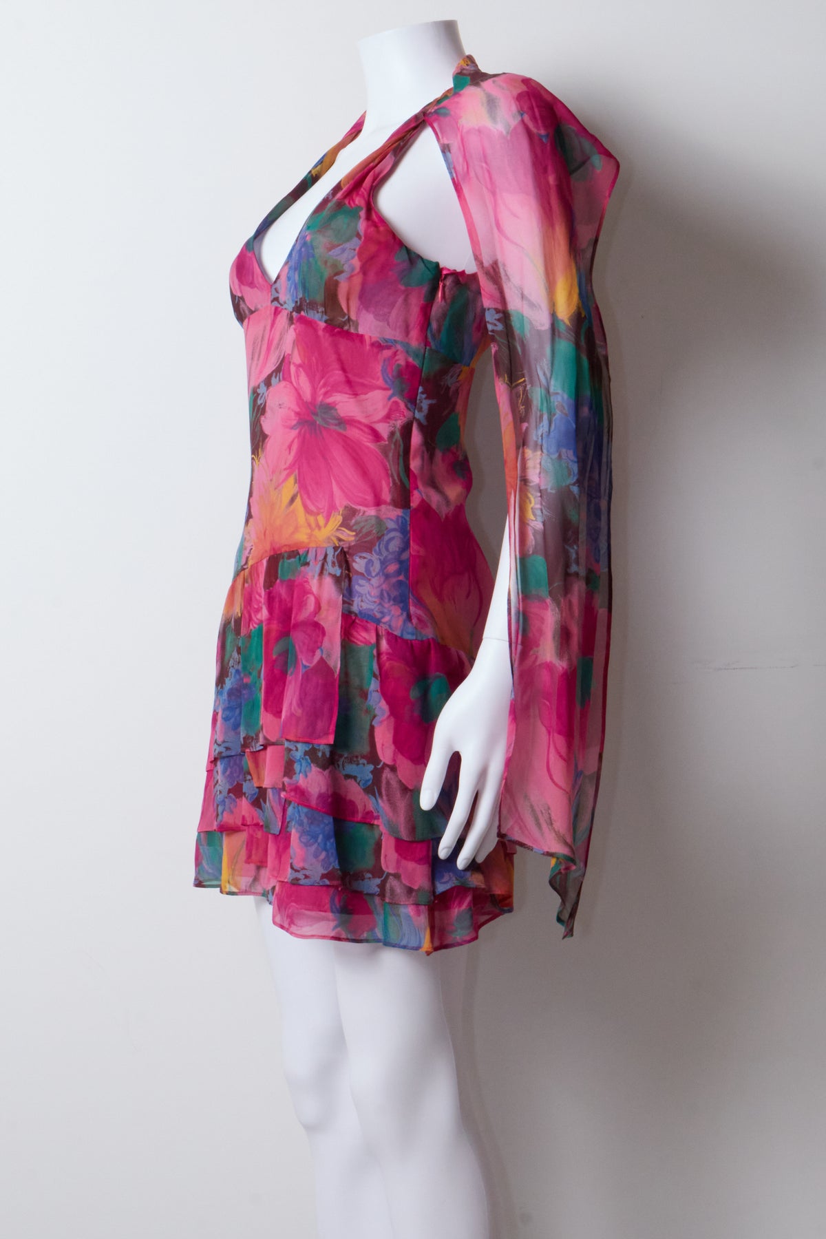 Dolce & Gabbana D&G Pink Floral Halterneck Mini Dress