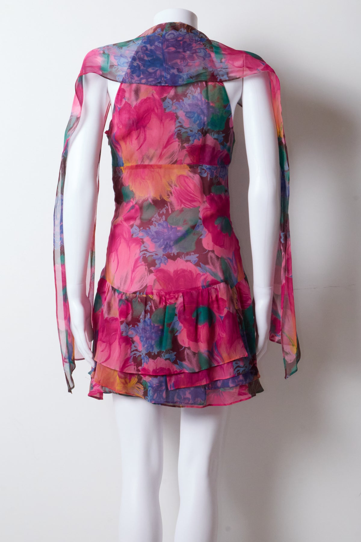 Dolce & Gabbana D&G Pink Floral Halterneck Mini Dress