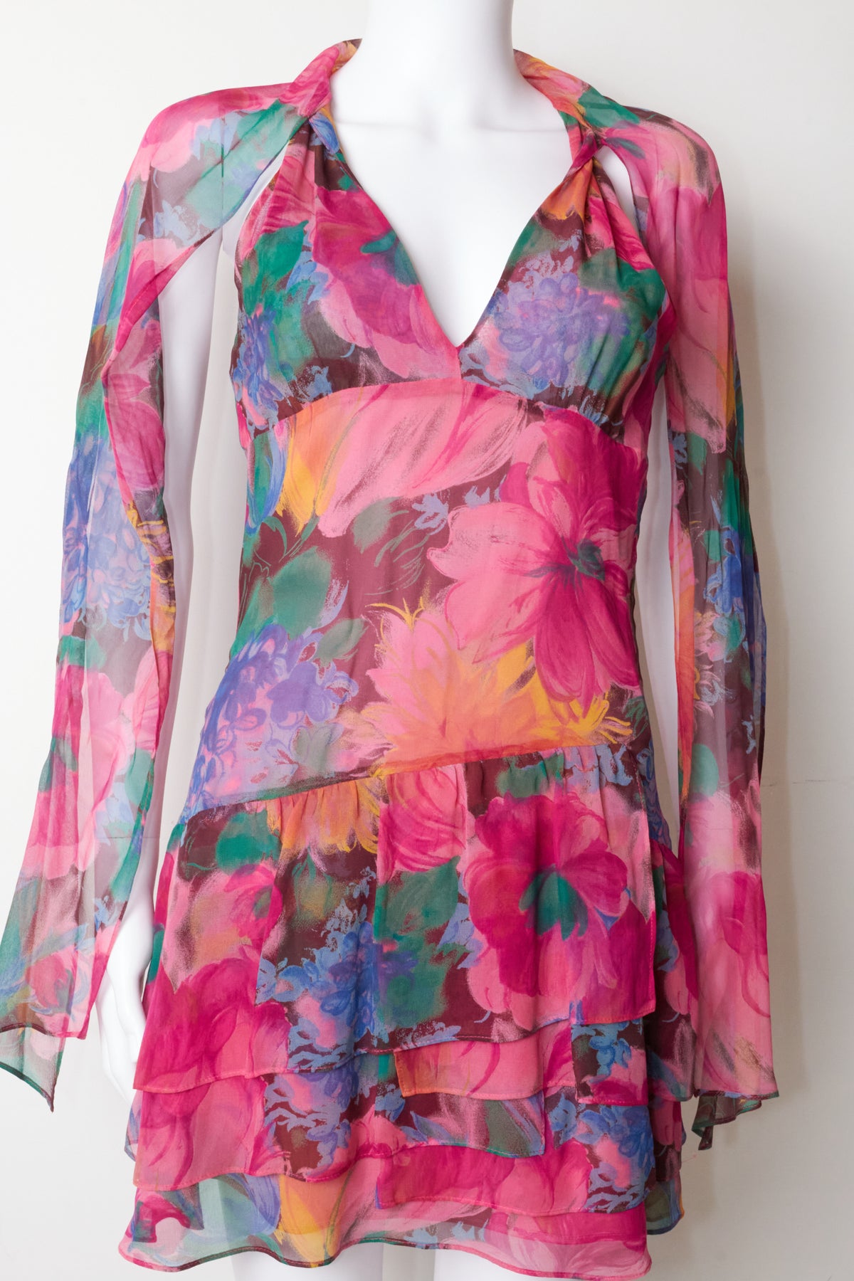 Dolce & Gabbana D&G Pink Floral Halterneck Mini Dress
