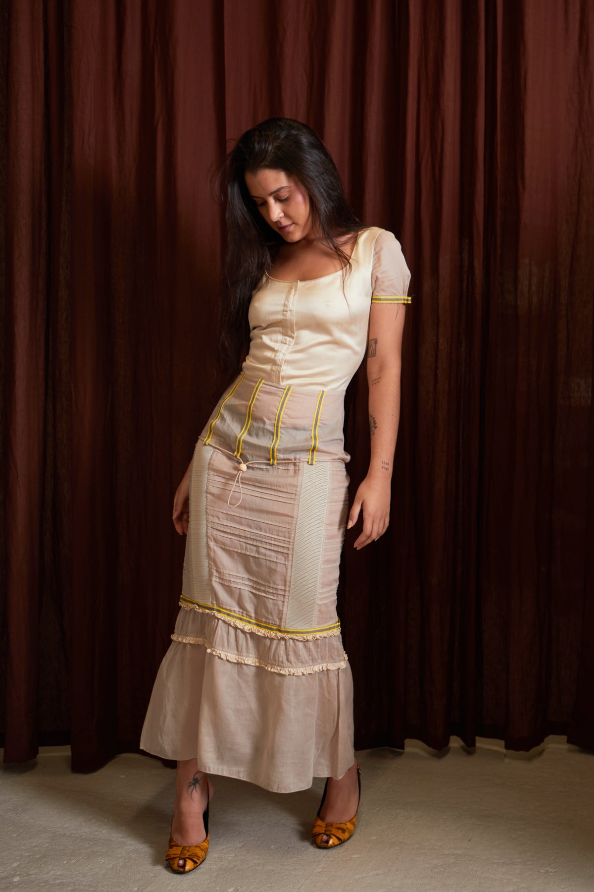 Miu Miu Fall 1999 Beige Silk Maxi Dress