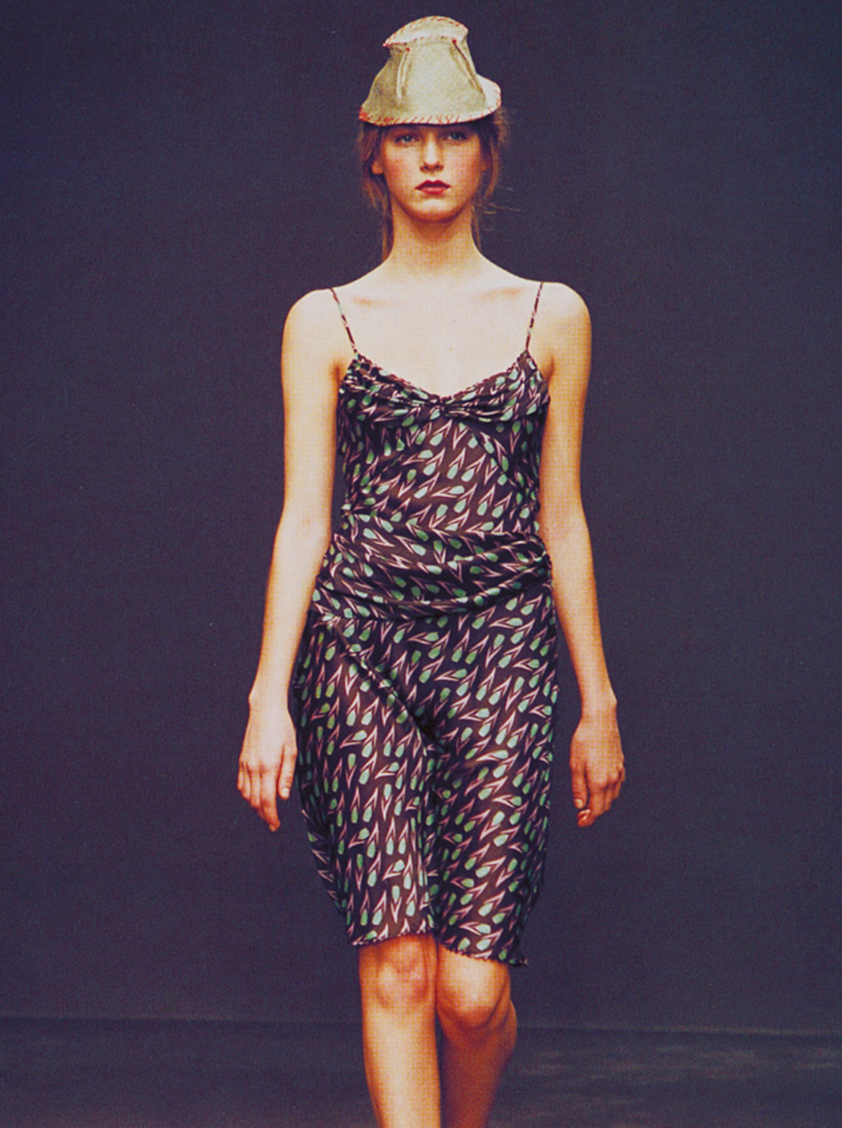 Fall 2000 Black Silk Floral Dress