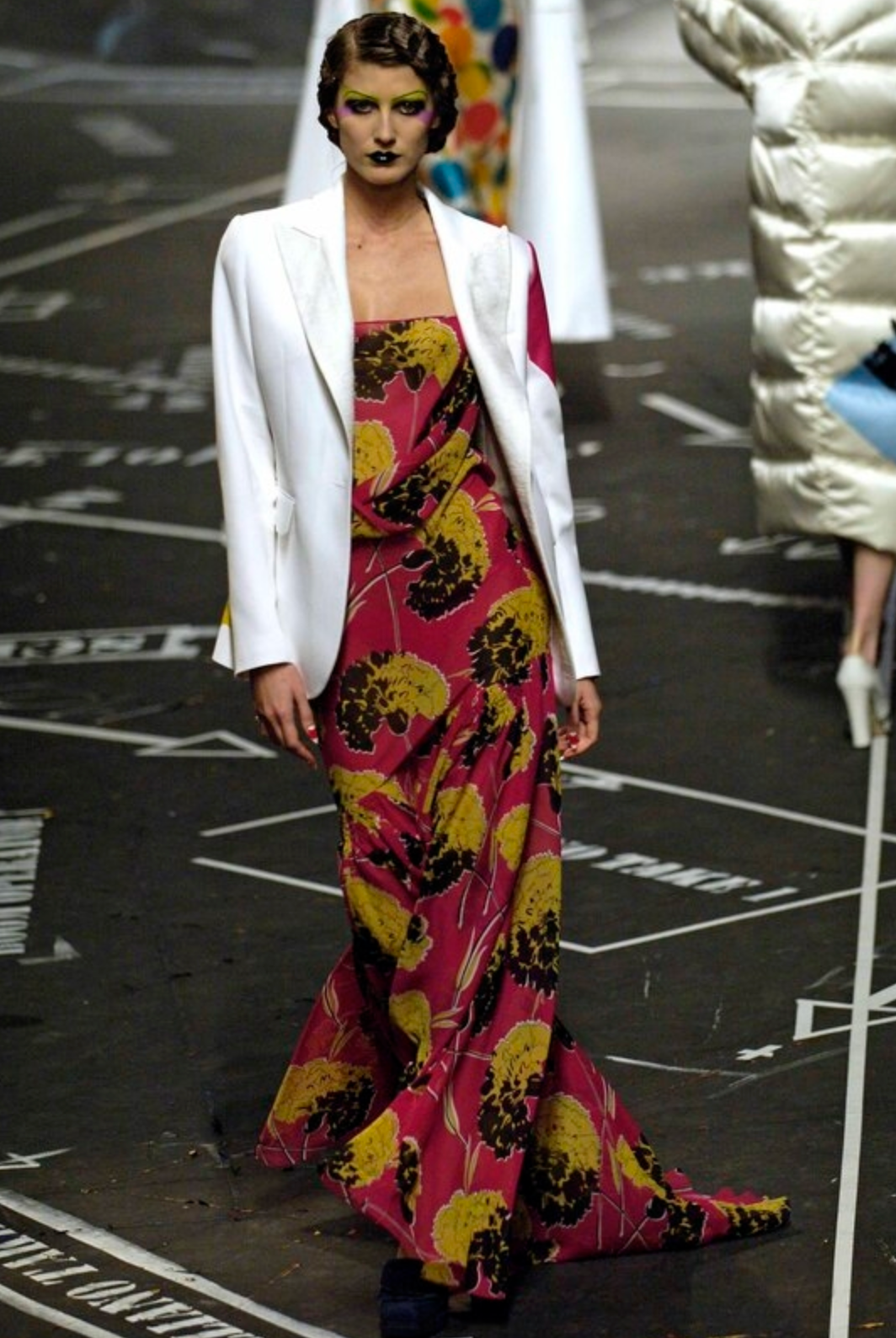 John Galliano Fall 2005 Pink Floral Silk Dress