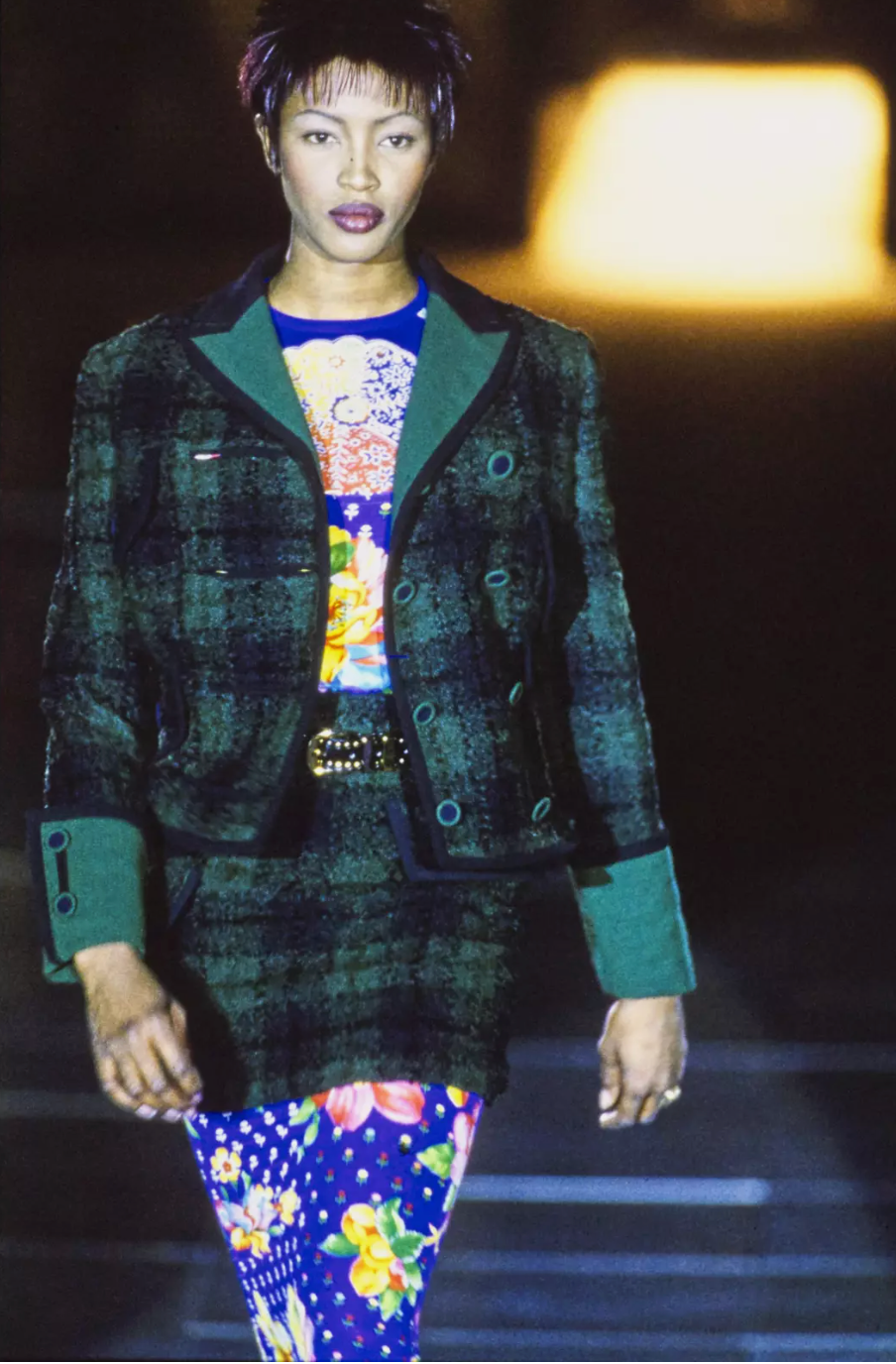 Gianni Versace Fall 1993 Green Check Blazer & Skirt Set