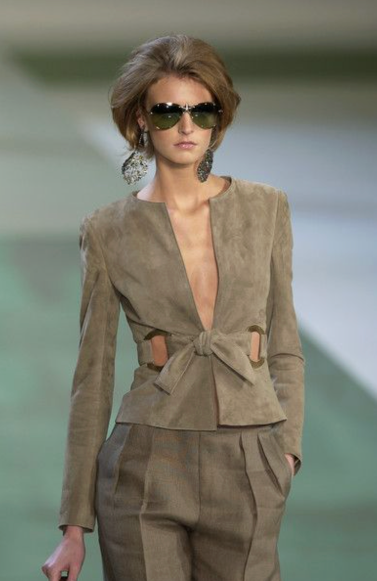 Valentino Spring 2003 Khaki Suede Jacket