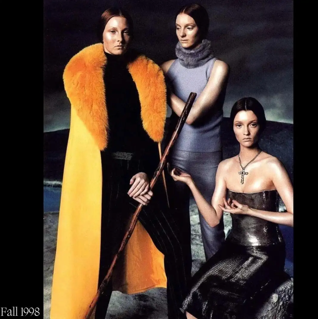 Gianni Versace Fall 1998 Yellow Fur Embellished Coat