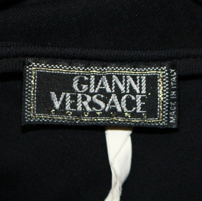 Gianni Versace Couture Vintage Draped Medusa Button Black Dress