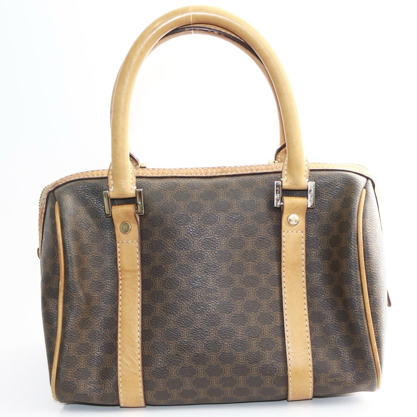 Celine Brown Triomphe Monogram Vintage Mini Top Handle Bag