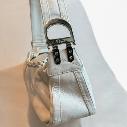 Christian Dior Flight White Leather Vintage Shoulder Bag