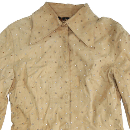 Dolce & Gabbana Vintage Fall 2000 Crystal Tan Suede Jacket Size 40