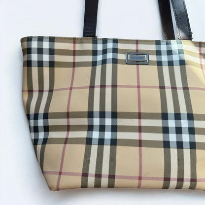 Burberry Beige Classic Check Print Vintage Shoulder Bag