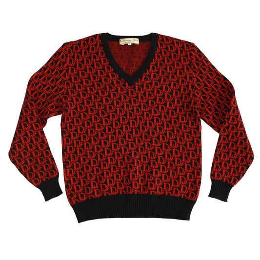 Christian Dior Red & Black Monogram Vintage Jumper 90s Size M