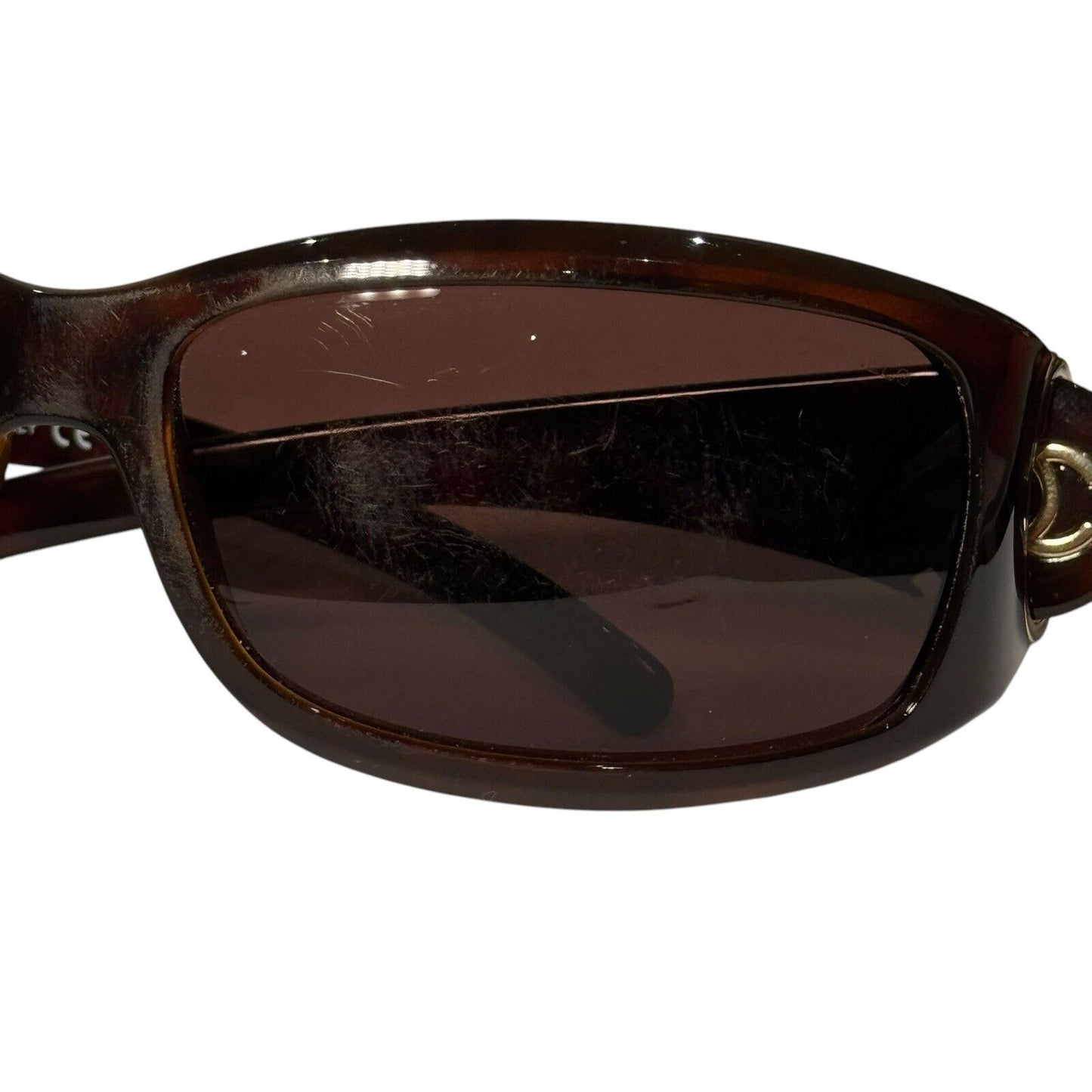 Chanel Logo Wraparound Sunglasses In Tortoiseshell Brown & Gold